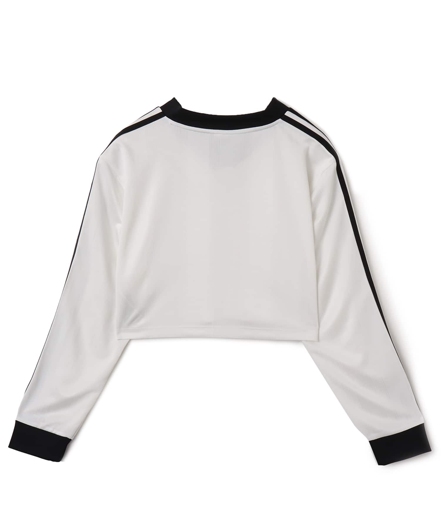 adidas ADICOLOR FOOTBALL JACQUARD CROP LONG-SLEEVE TOP ホワイト/ブラックの画像