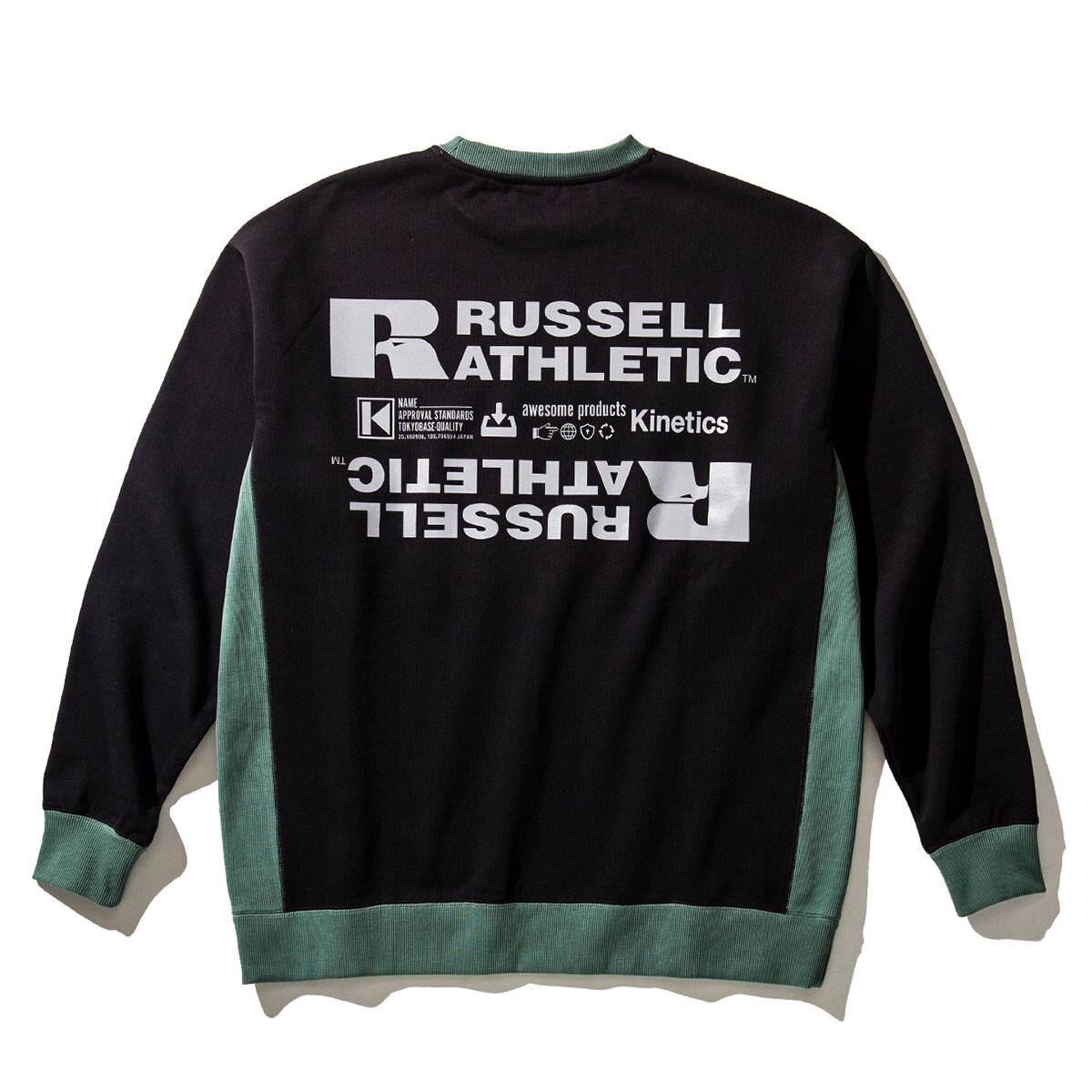 RUSSELL ATHLETIC × Kinetics REFLECTIVE CREW SWEAT BLACK 22SS-I