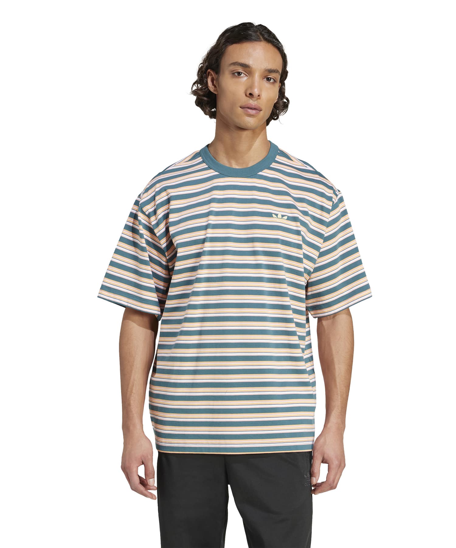adidas STRIPE TEE マルチカラー/セミピンクスパーク/オールモストイエロー/ヘイジーオレンジの画像