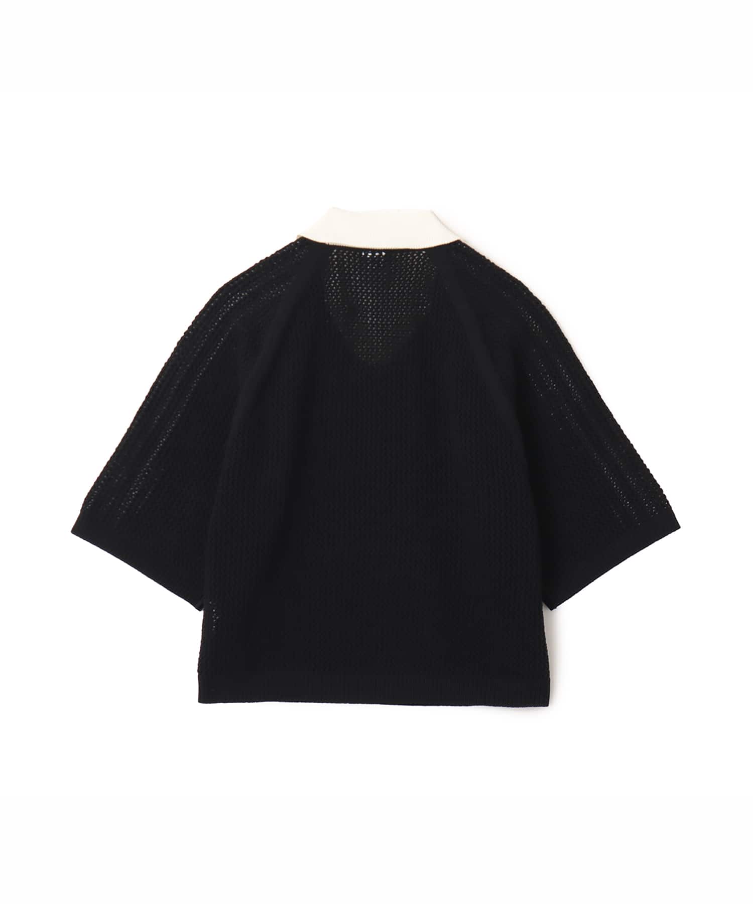 adidas KNITTED CROCHET POLO ブラックの画像