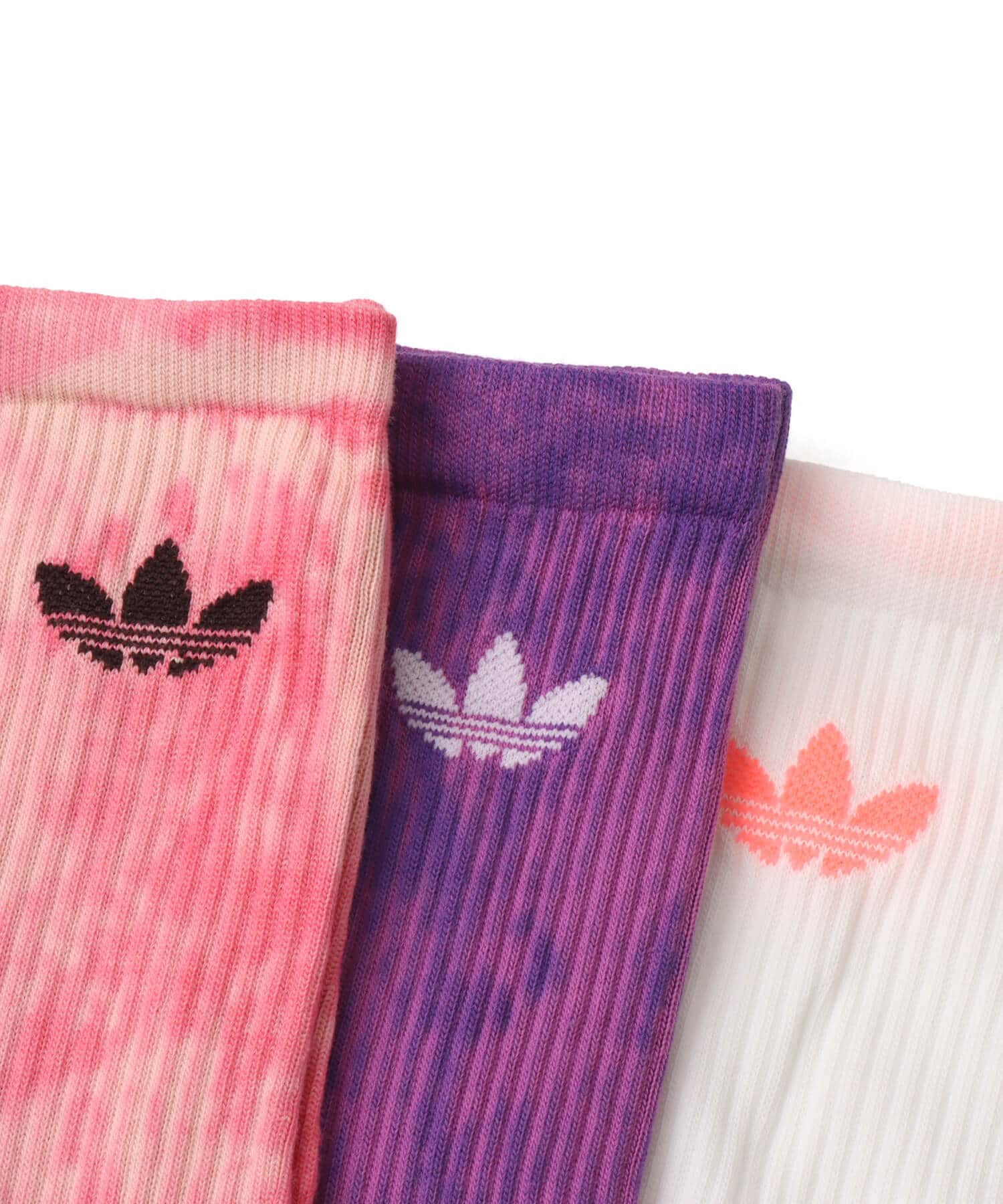 adidas TIE DYE CREW SOCKS 3 PAIRS ブラッシュピンク/パープルラッシュ/ホワイトの画像