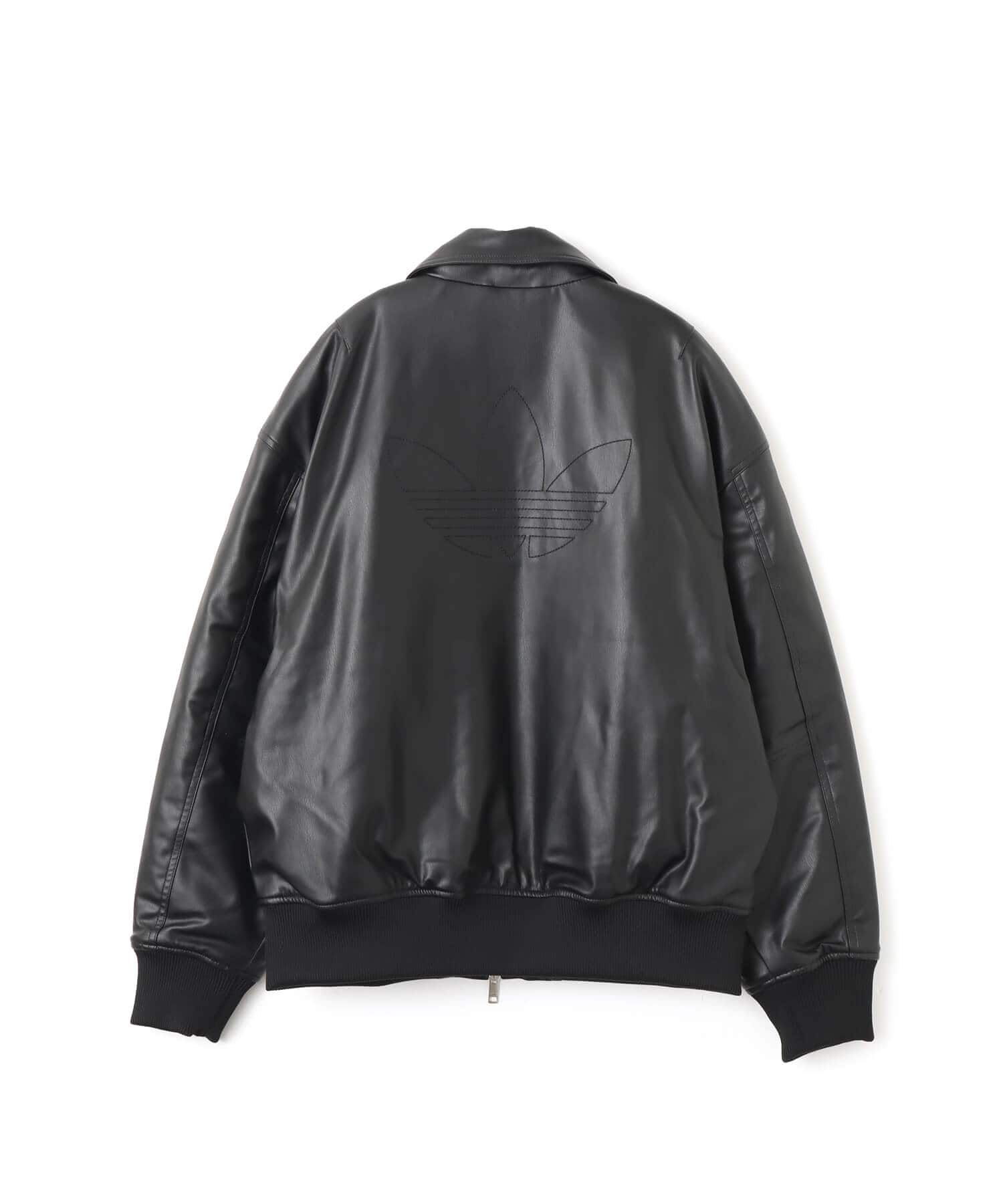 adidas PREMIUM ESSENTIALS PLEATHER BOMBER JACKET ブラックの画像