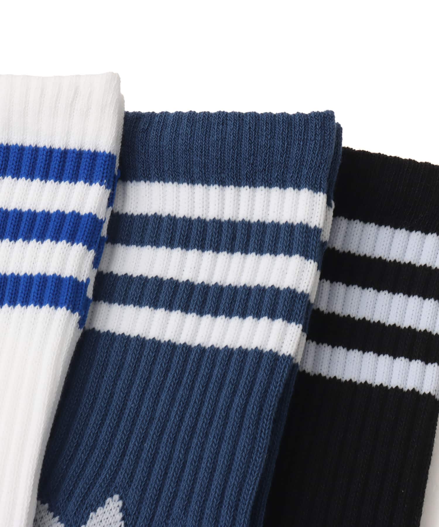 adidas 3 STRIPES HIGH CREW SOCKS 3 PAIRS ホワイト/ナイトマリン/ブラックの画像