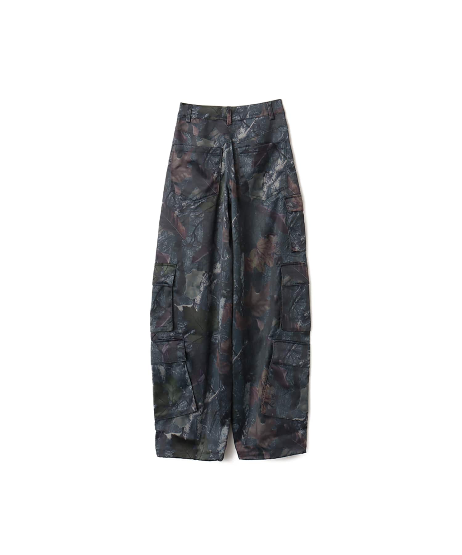 adidas LEAF CAMO PRINT SATIN CARGO PANTS ブラック/ホワイトの画像