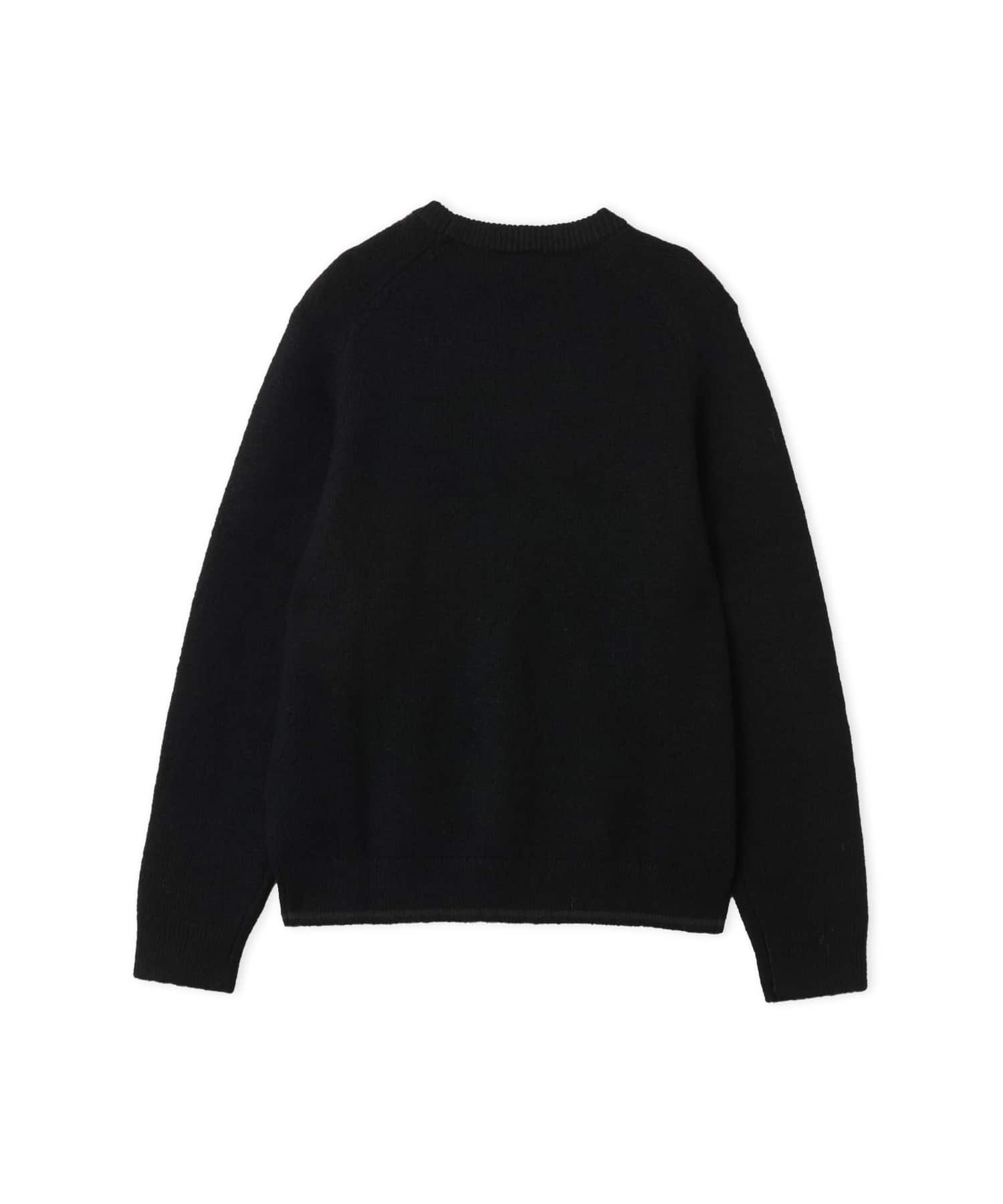 adidas 3 STRIPES FLUFFY KNIT CREW ブラックの画像