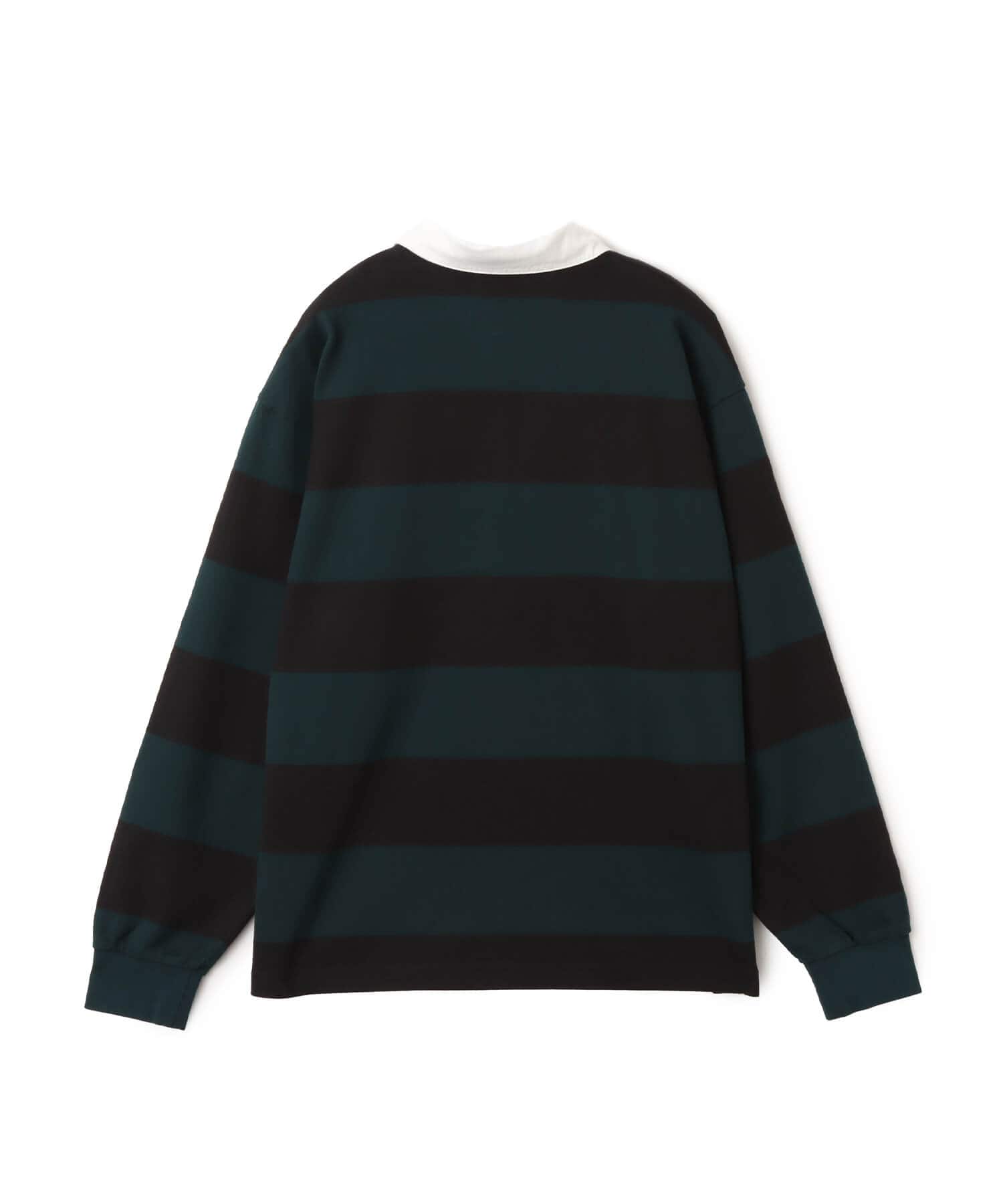 adidas DEPT STRIPED POLO SHIRT ブラック/オーロラアイビーの画像