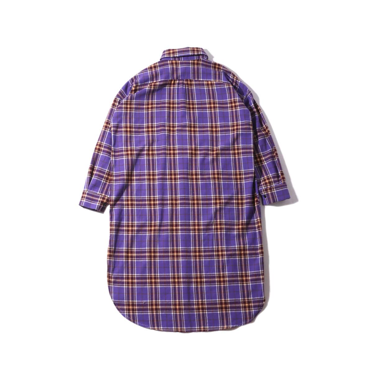 atmos pink ロング チェック シャツ PURPLEの画像
