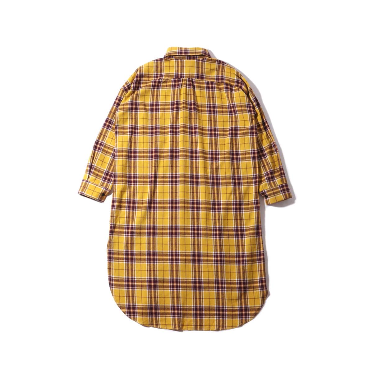 atmos pink ロング チェック シャツ YELLOWの画像