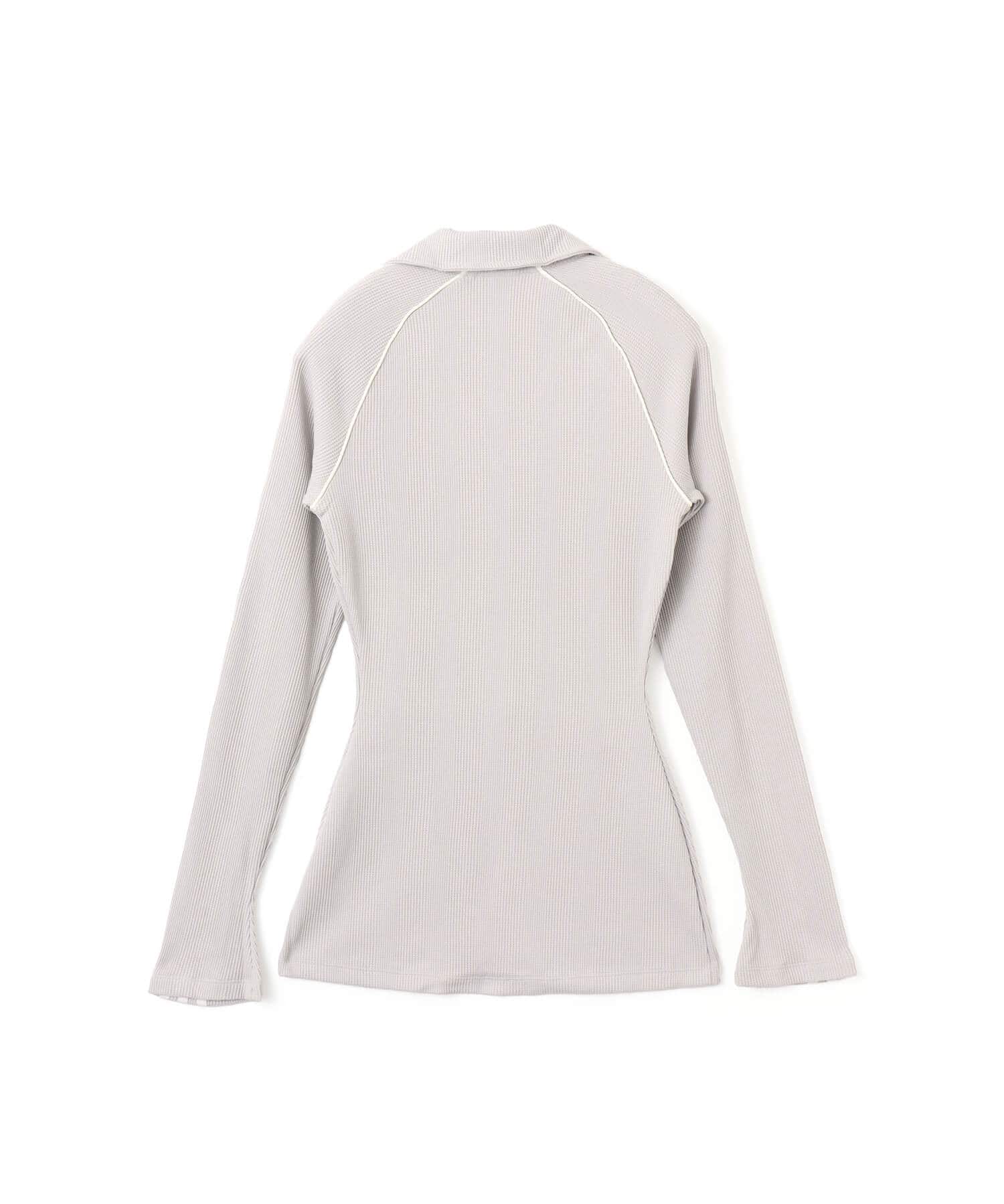 adidas BUTTON DOWN WAFFLE LONG-SLEEVE TOP グレーツーの画像