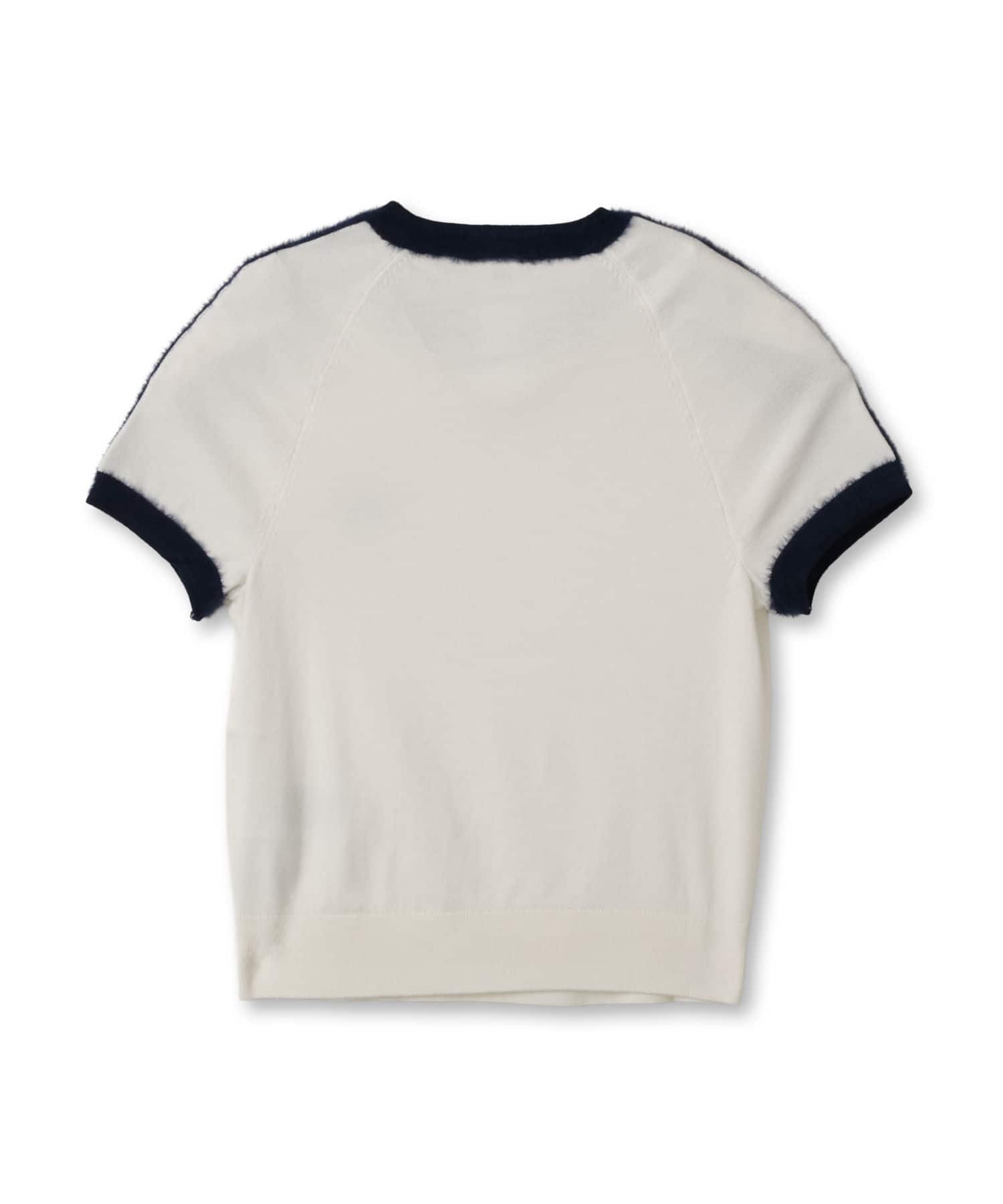 adidas KNITTED TEE クラウドホワイト/ナイトインディゴの画像