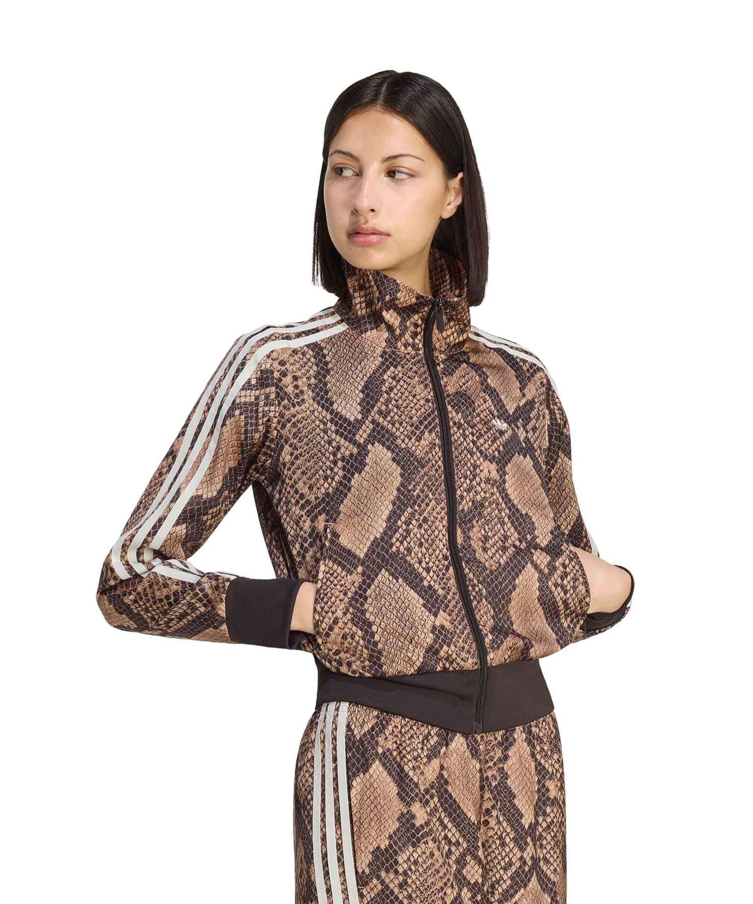 adidas SNAKE PRINT SATIN FIREBIRD TRACK TOP リネン/マジックベージュの画像