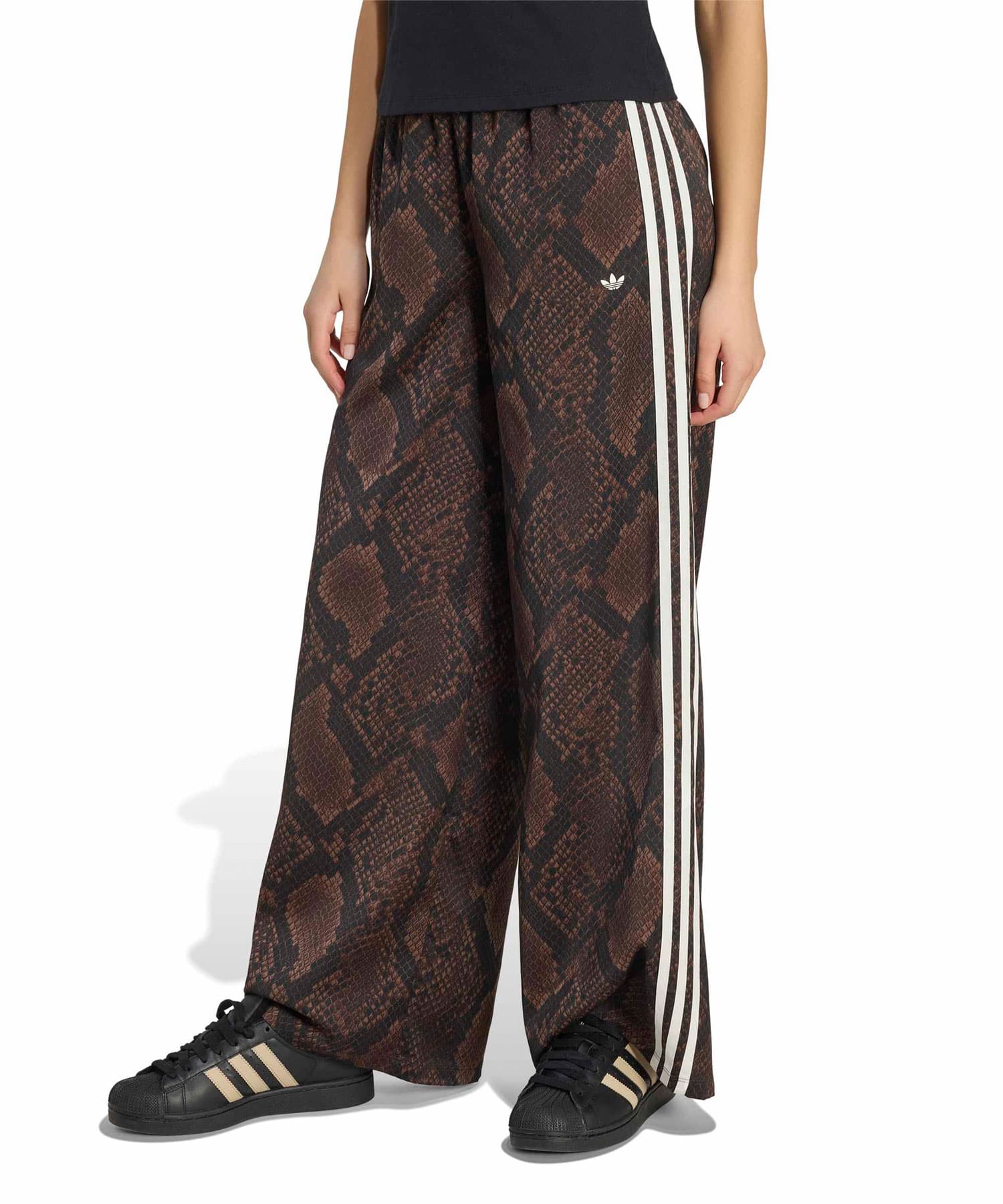 adidas SNAKE PRINT SATIN WIDE LEG TRACK PANTS アースストレータ/オーロラコーヒーの画像