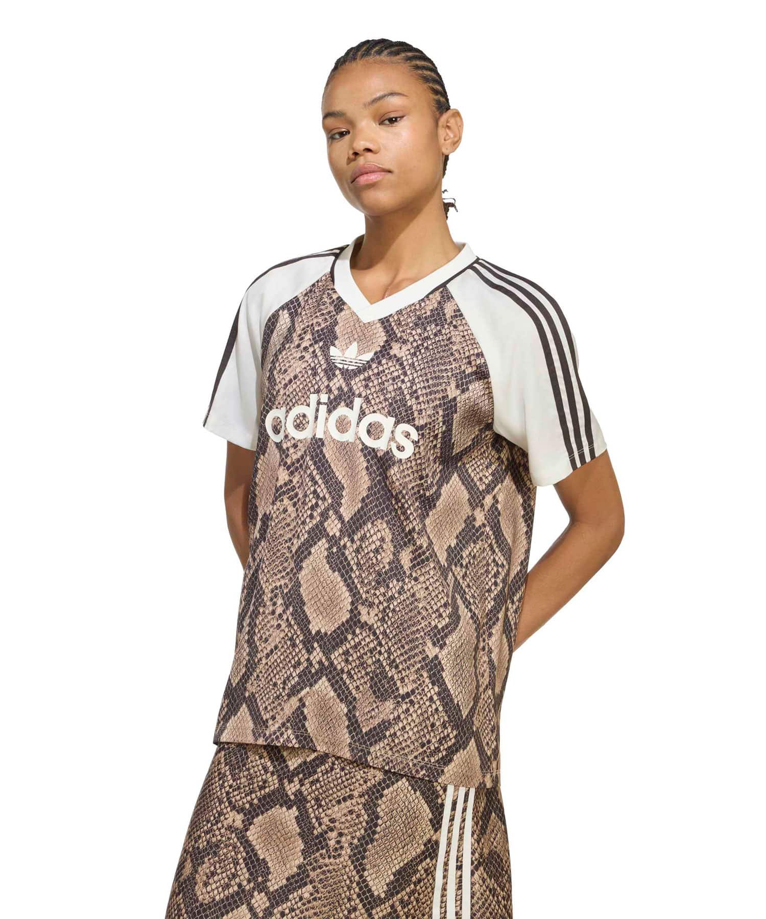 adidas SNAKE PRINT SATIN JERSEY リネン/マジックベージュの画像