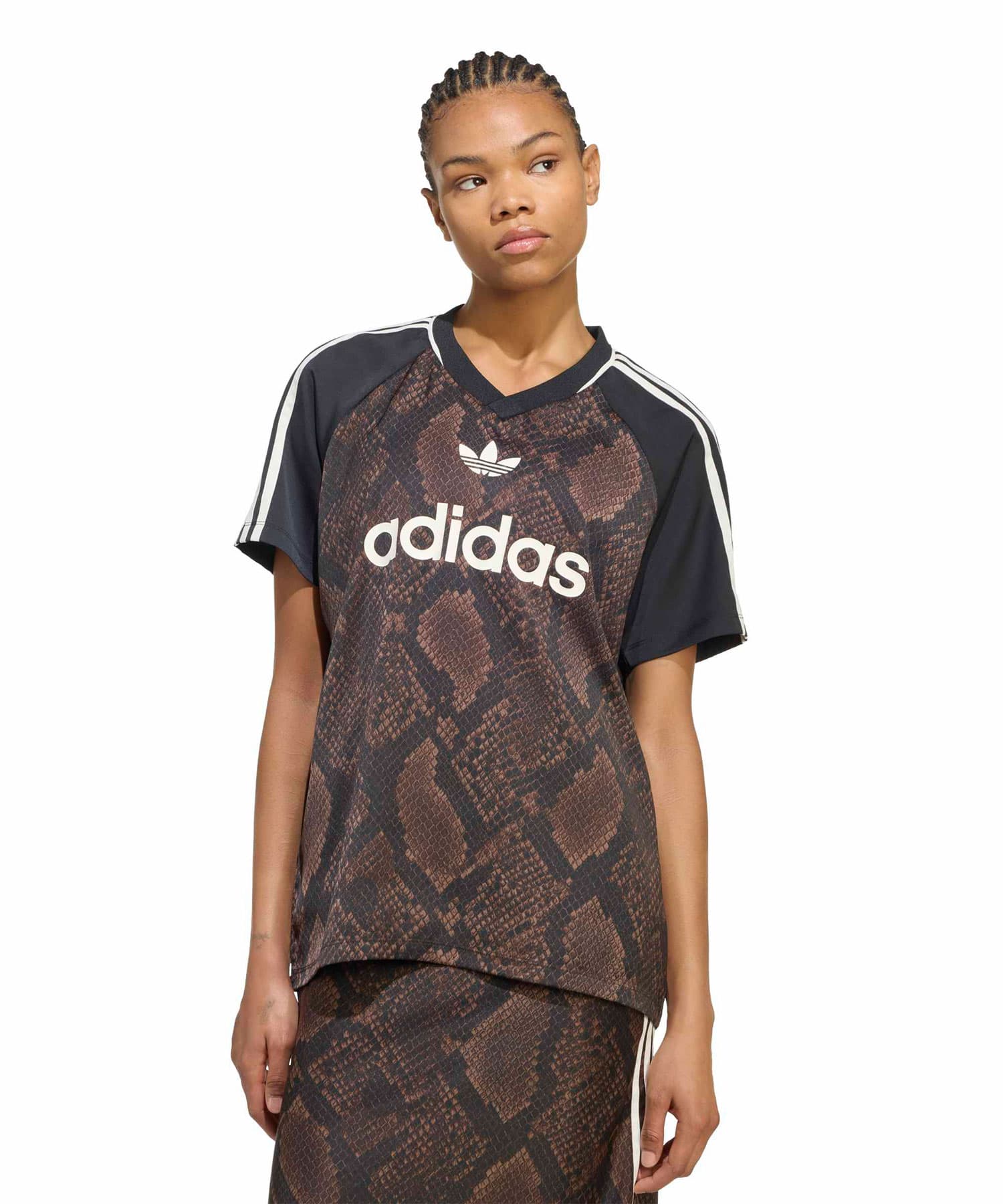 adidas SNAKE PRINT SATIN JERSEY アースストレータ/オーロラコーヒーの画像