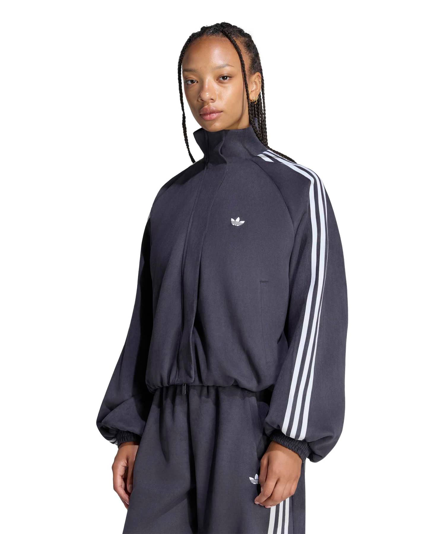 adidas ADILENIUM FAUX SUEDE TRACK TOP ブラックの画像