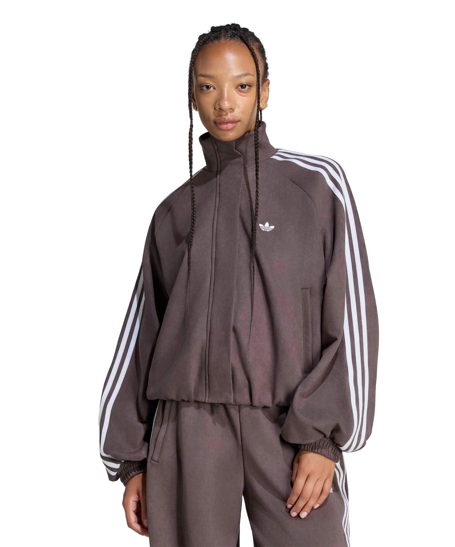 adidas ADILENIUM FAUX SUEDE TRACK TOP オーロラコーヒーの画像