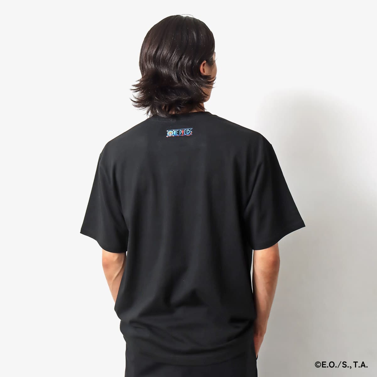 atmos × ONE PIECE WANTED POSTER BOX LOGO T-SHRTS BLACK×MONKEY.D.LUFFYの画像