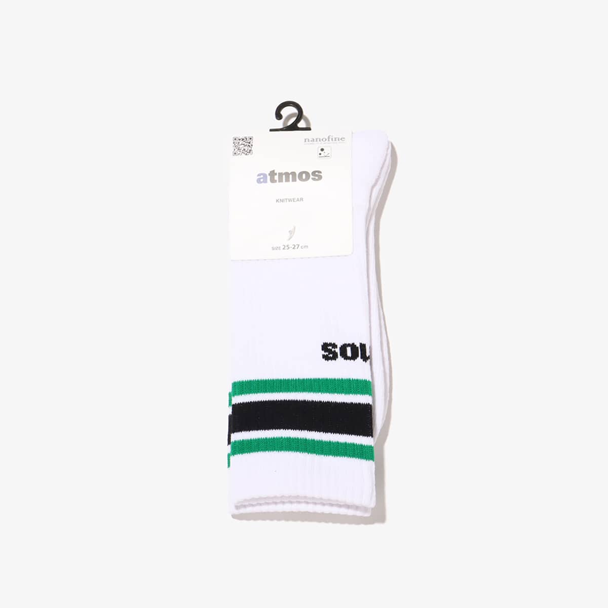 atmos COLOR LINE SOCKS WHITE X GREENの画像