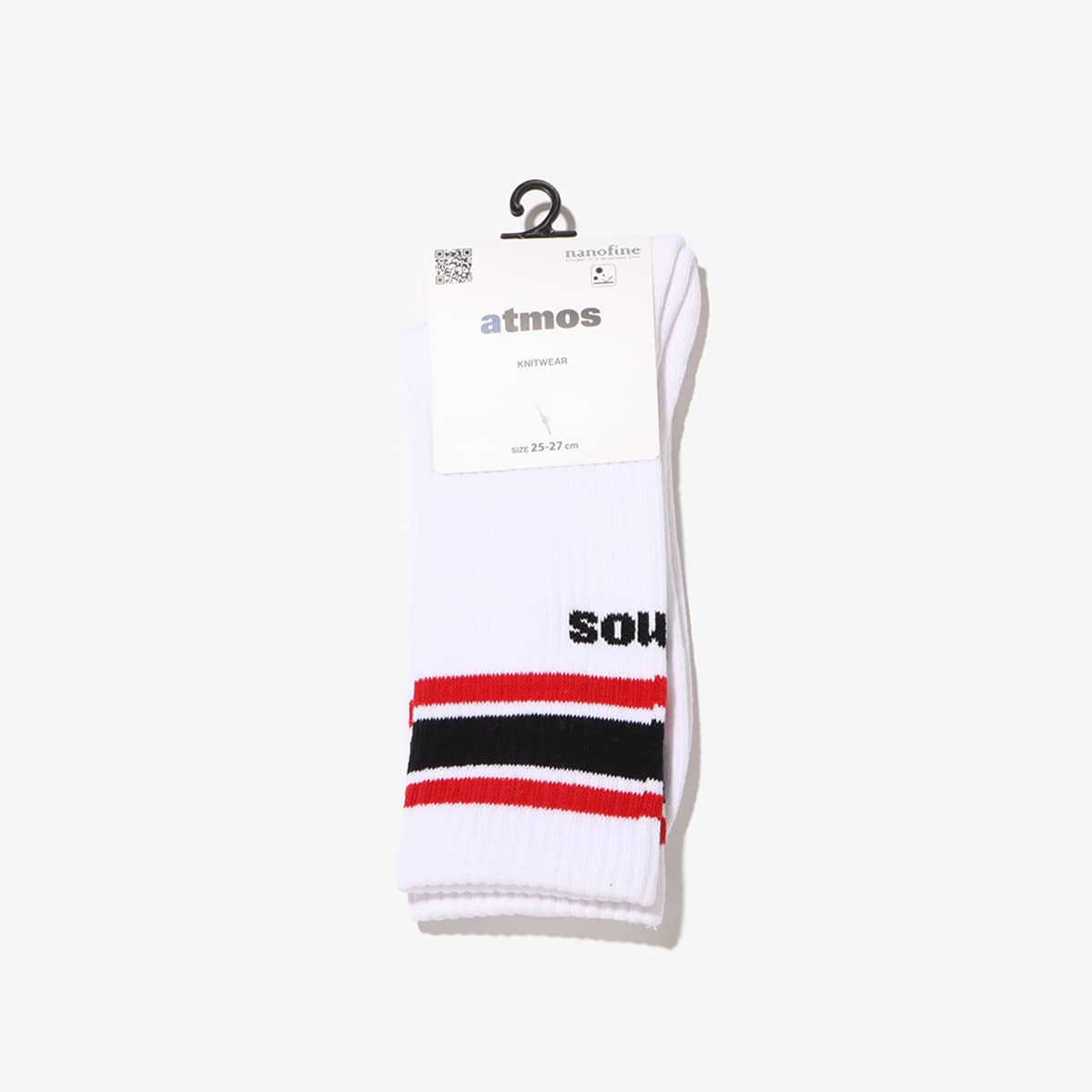 atmos COLOR LINE SOCKS WHITE X RED