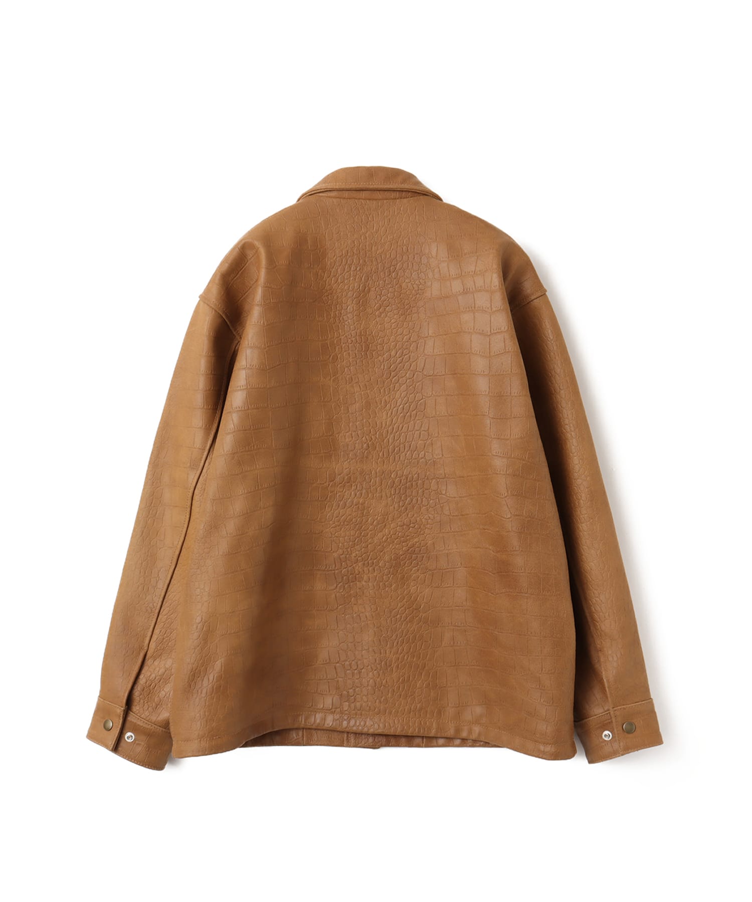 atmos Cow Leather Python Embossed Coach Jacket CAMELの画像