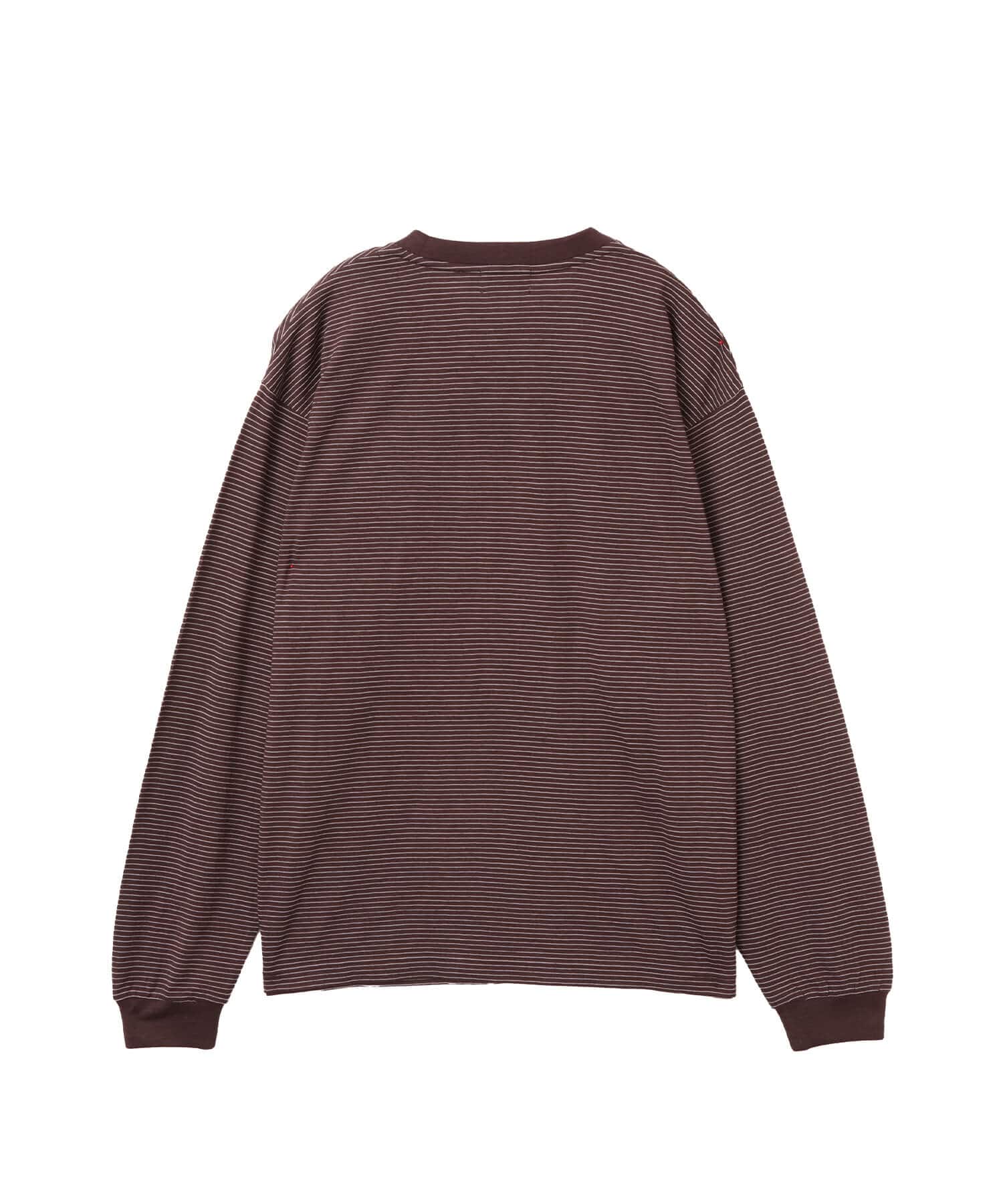 atmos Merino Wool Knit Border LS T-Shirt BROWNの画像