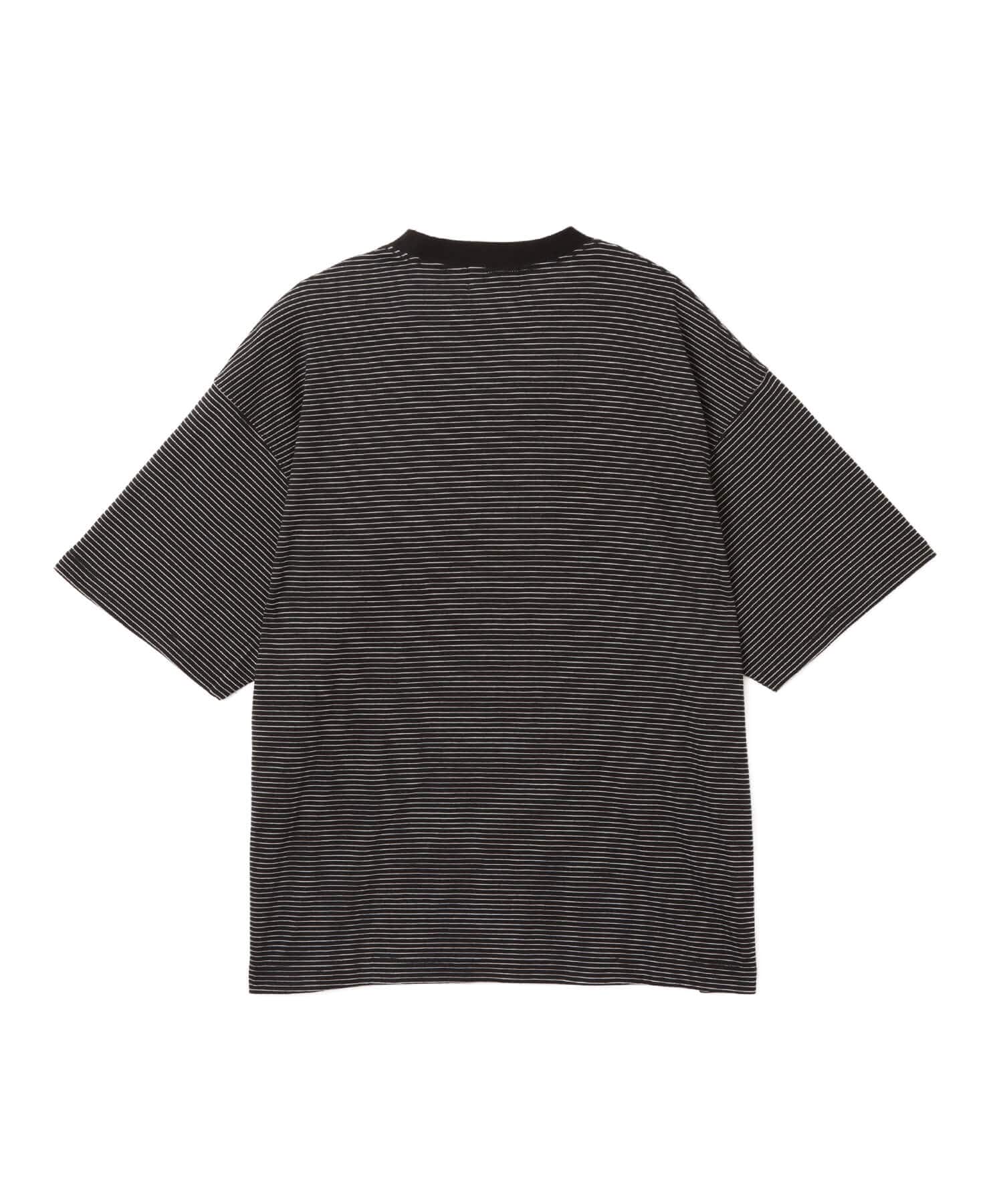 atmos Merino Wool Knit Border T-Shirt BLACKの画像