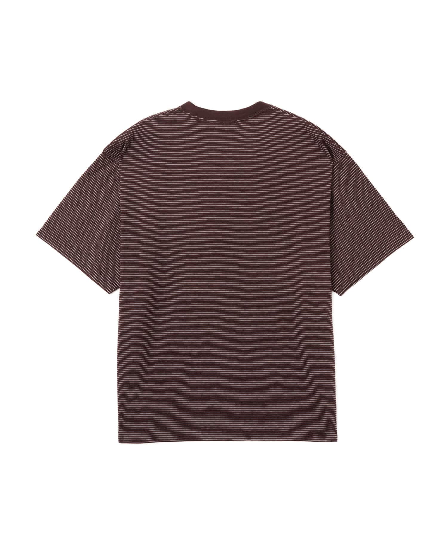 atmos Merino Wool Knit Border T-Shirt BROWNの画像