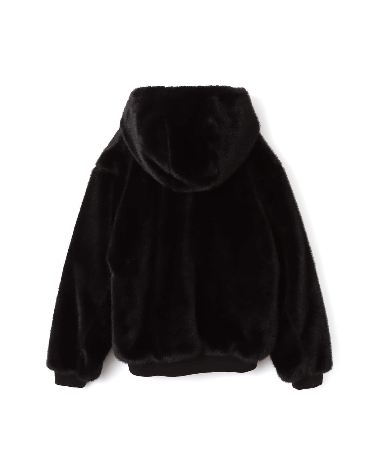 atmos Faux Fur Hoodie Jacket BLACKの画像