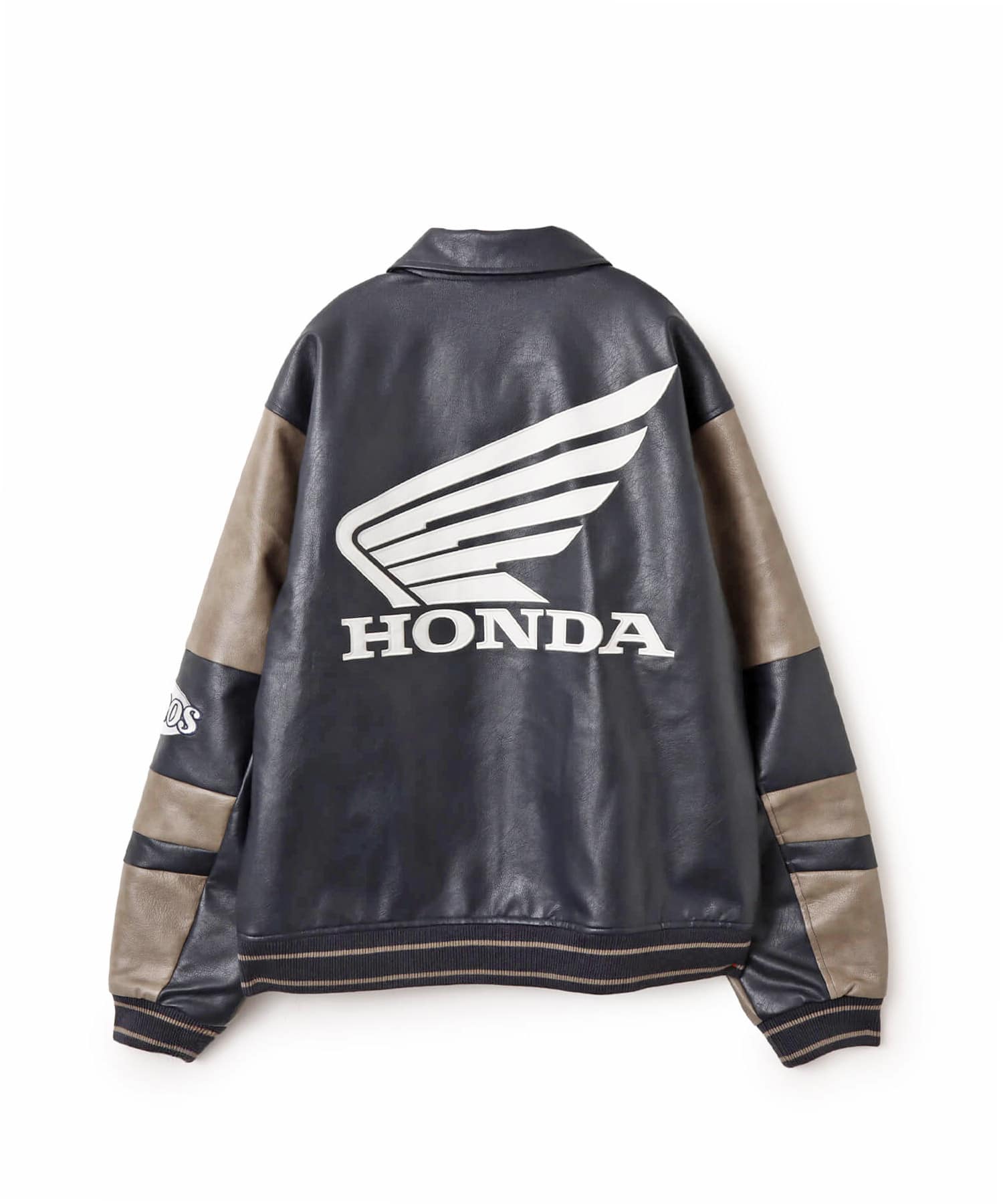 atmos x HONDA Synthesis Leather Jacket NAVYの画像