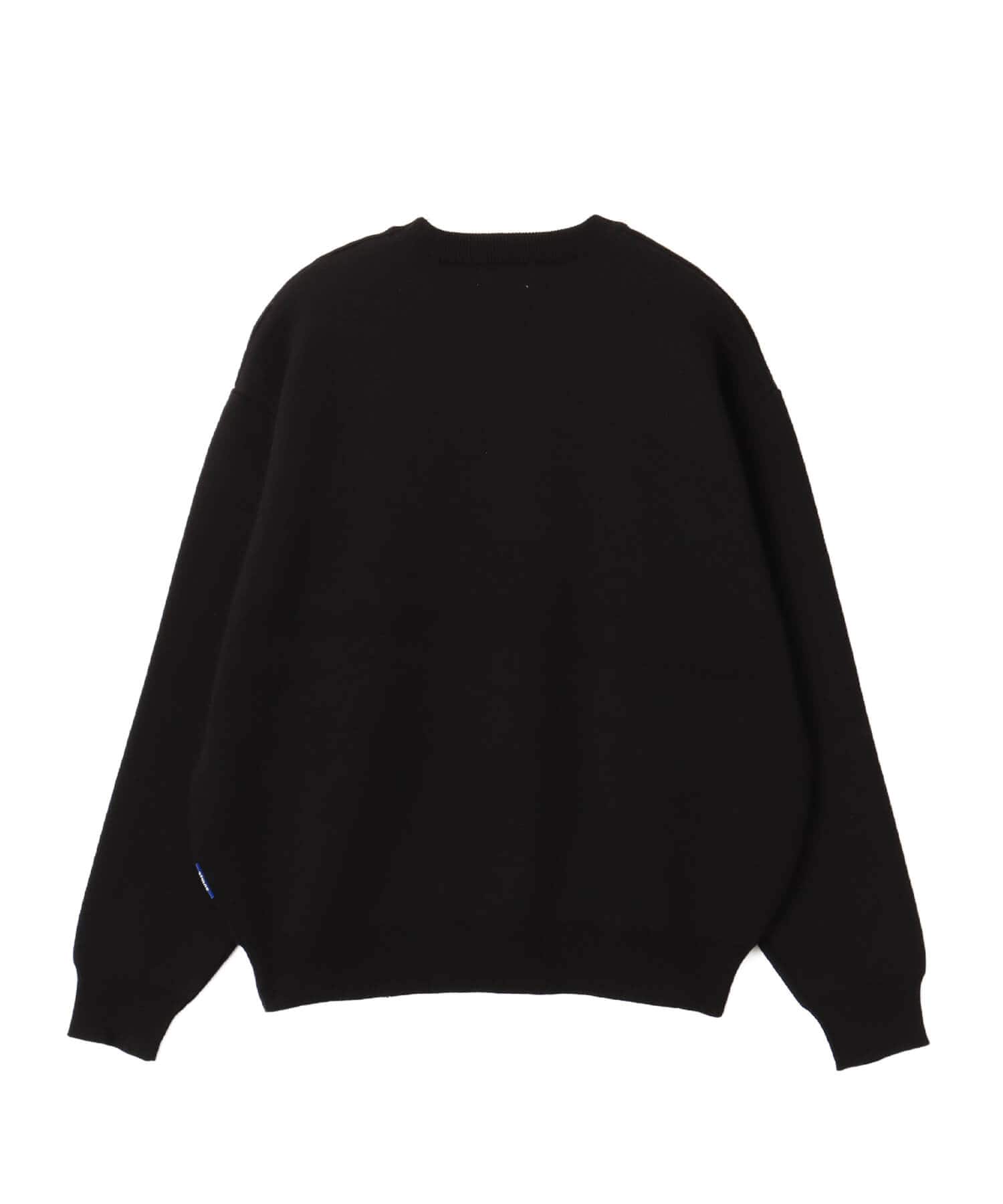atmos Small Logo Patch  Knit Sweater BLACKの画像