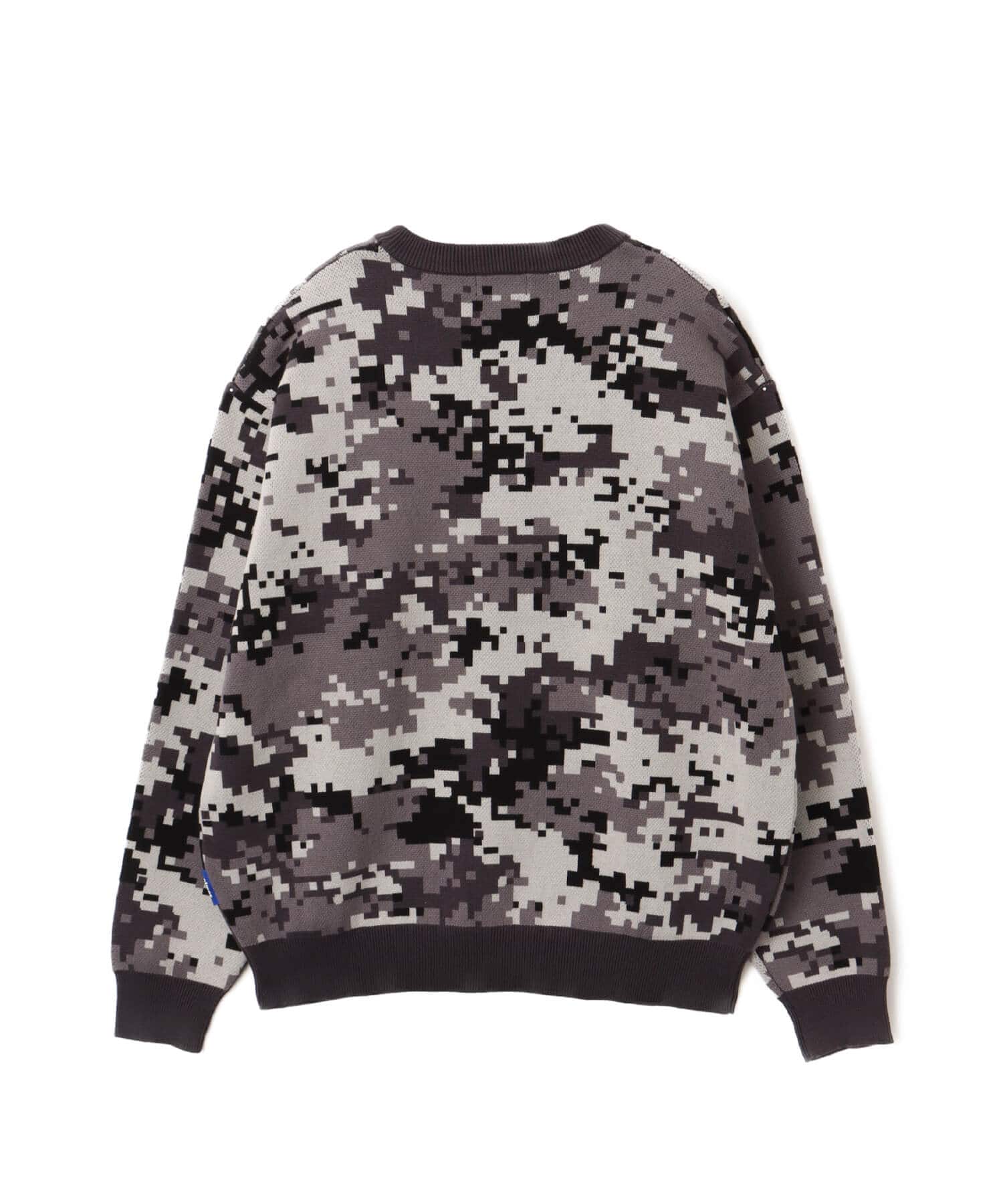 atmos Small Logo Patch  Knit Sweater CAMOUFLAGE BLACKの画像