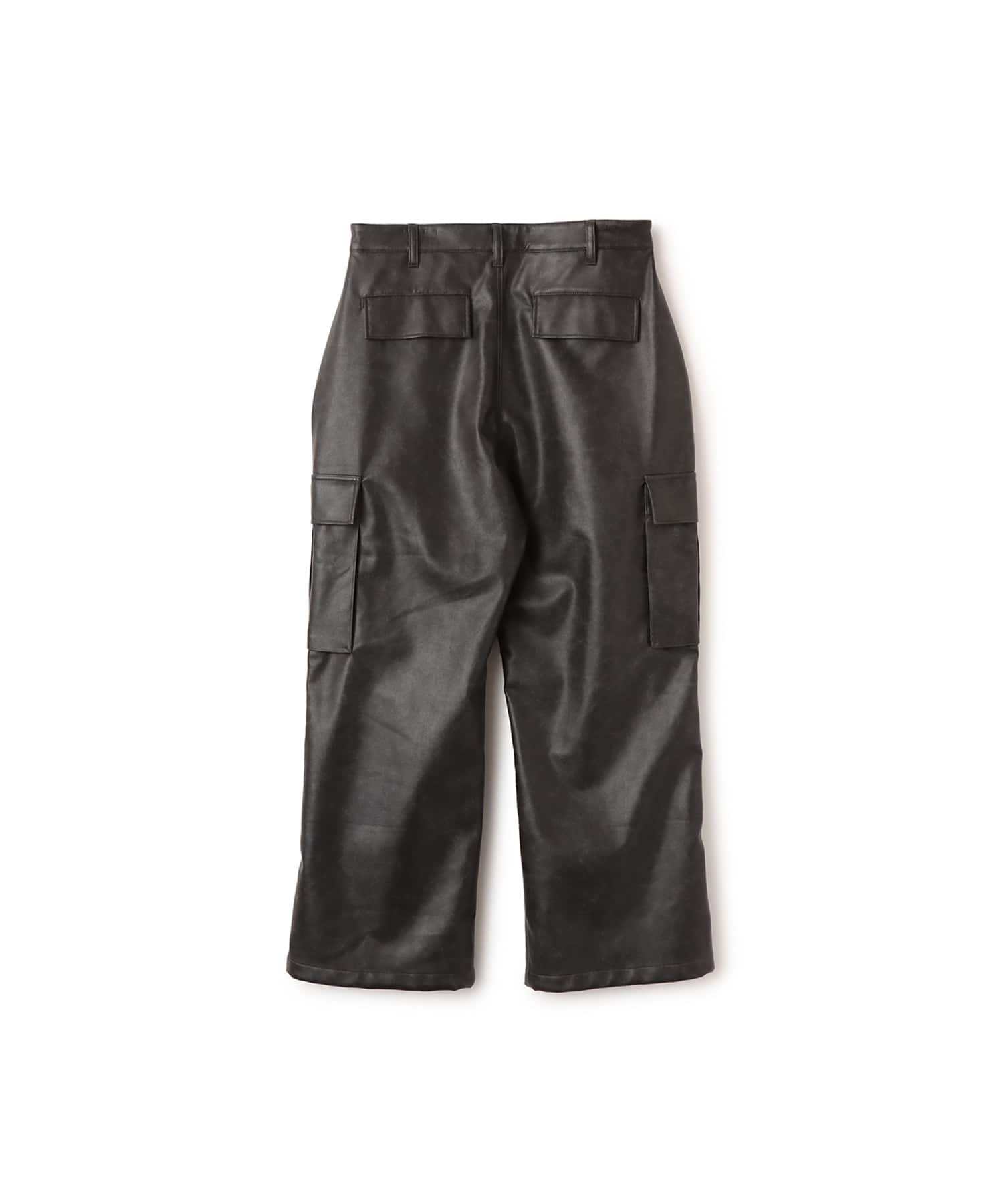 atmos Faux Leather Cargo Pants BLACKの画像