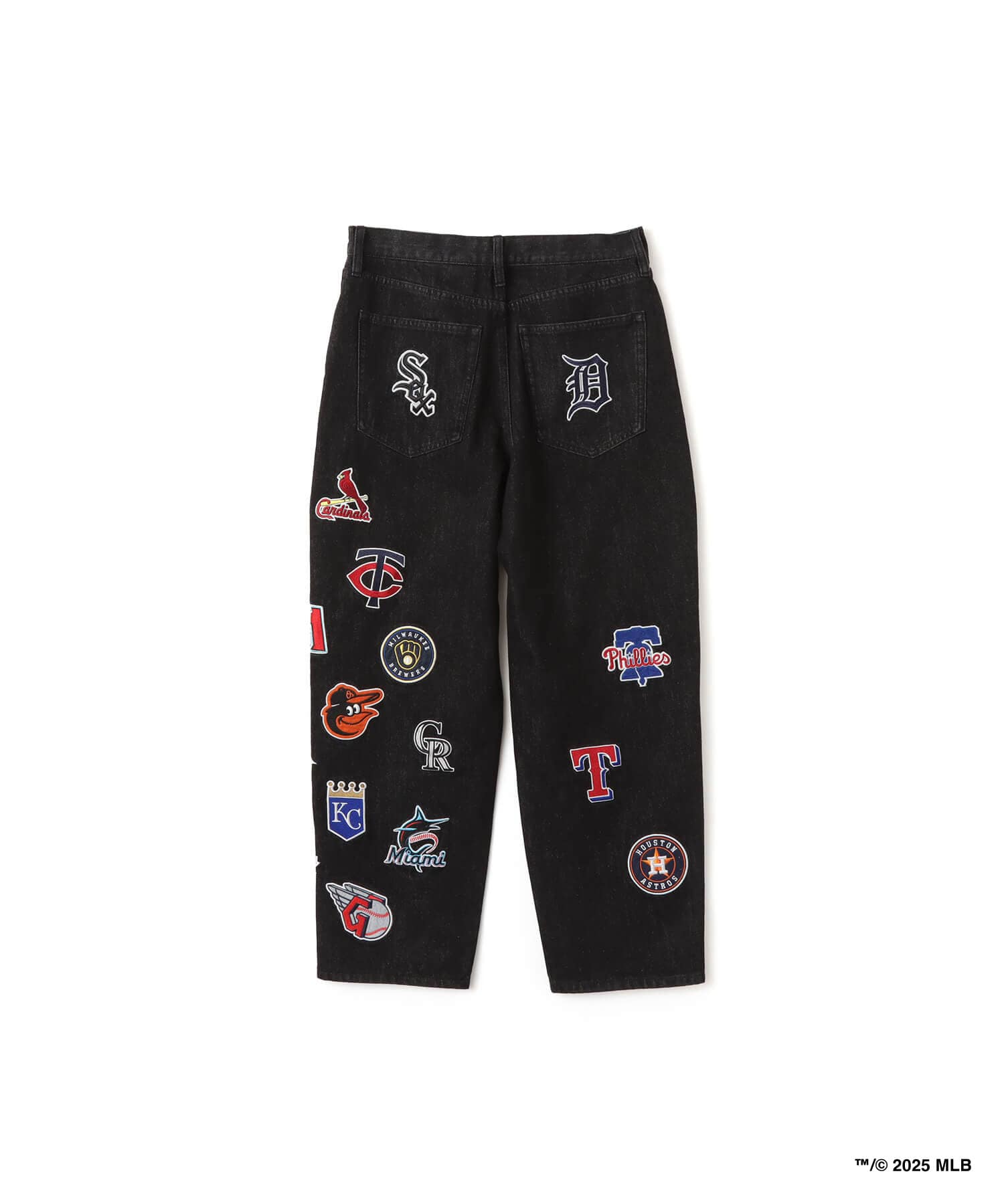 atmos x MLB All Teams Patch Denim Pants BLACKの画像