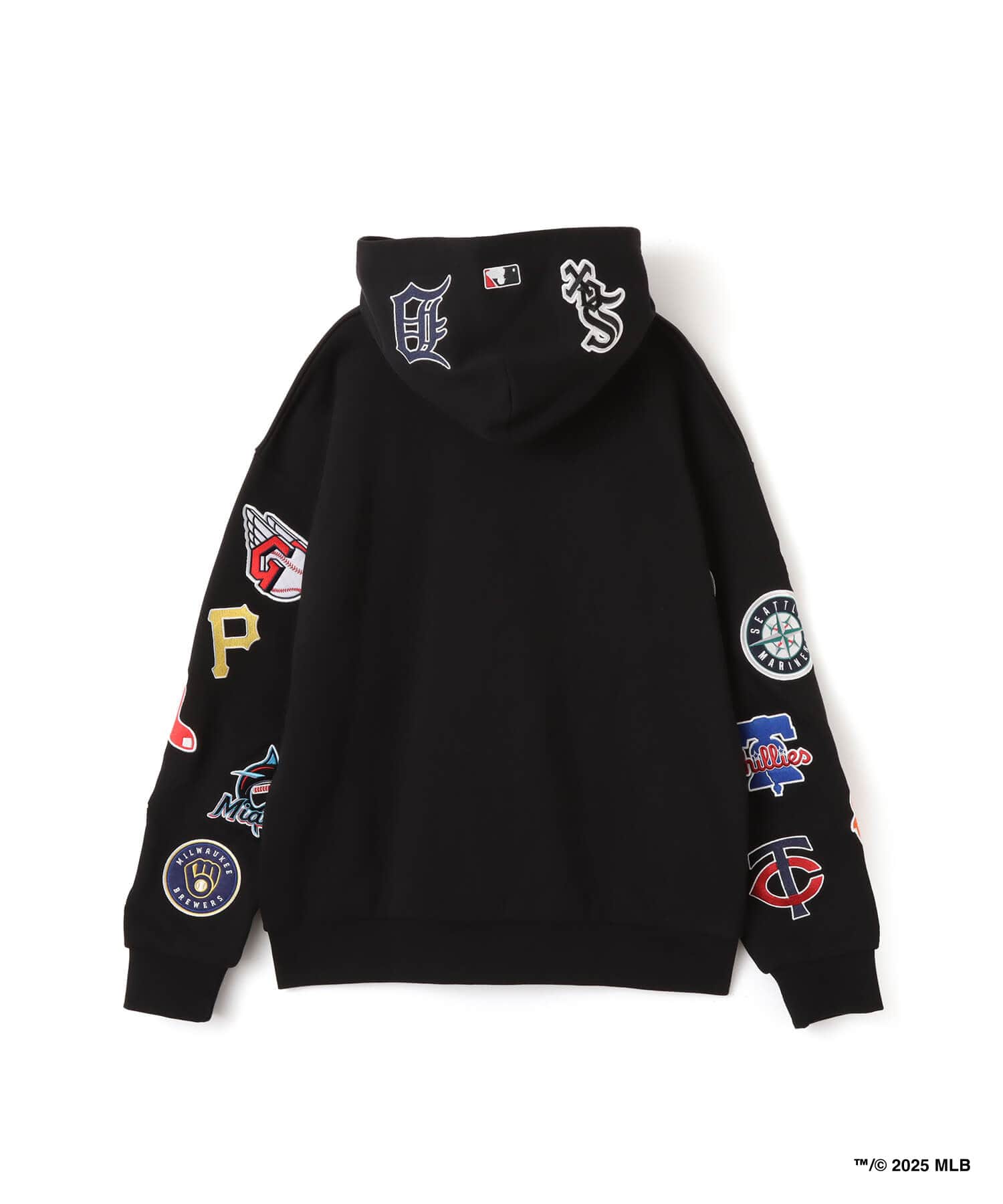 atmos x MLB All Teams Patch Zip-up Hooded Sweatshirt BLACKの画像
