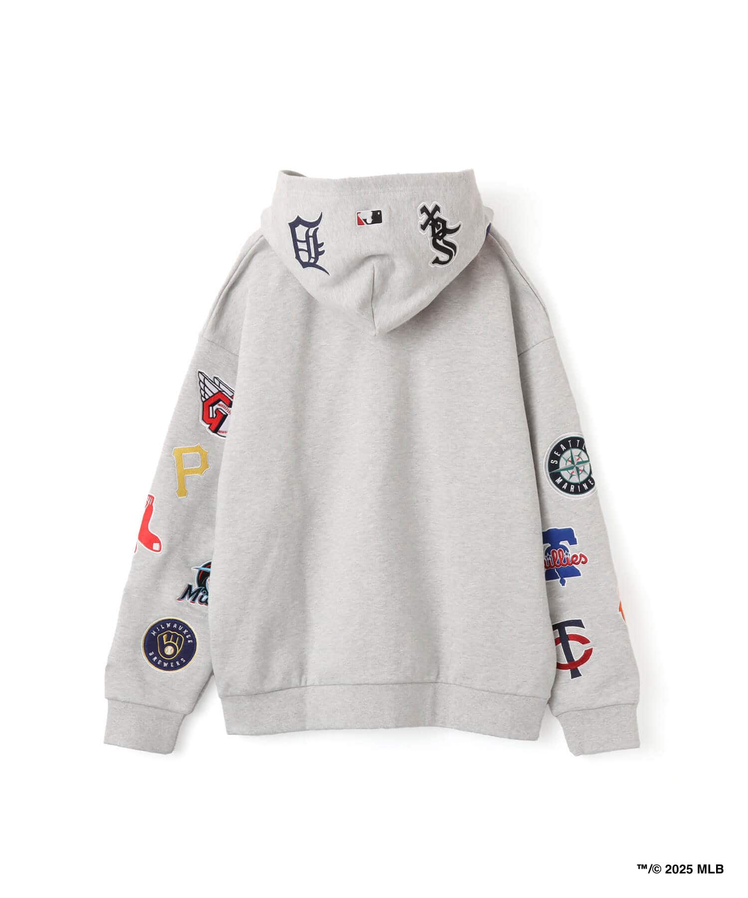 atmos x MLB All Teams Patch Zip-up Hooded Sweatshirt GRAYの画像
