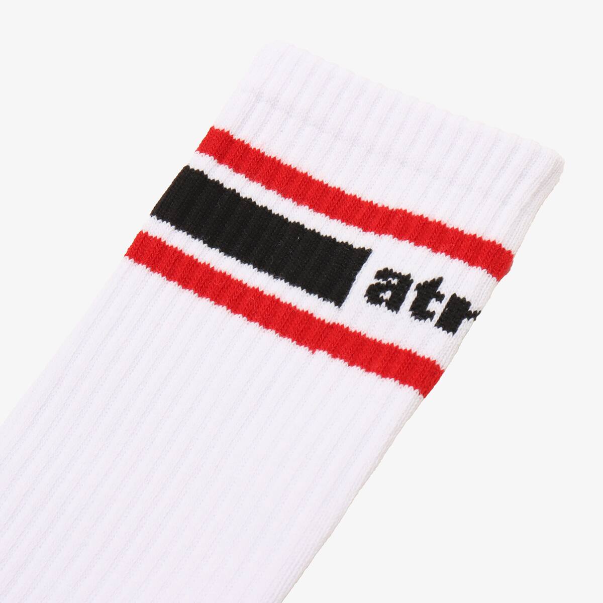 atmos COLOR LINE SOCKS WHITE X REDの画像
