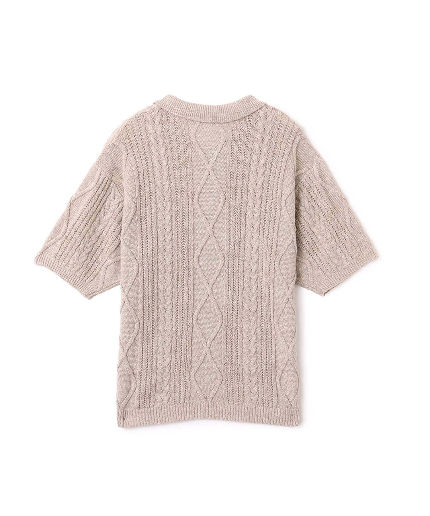 atmos Cable Knit Polo Shirt BEIGEの画像