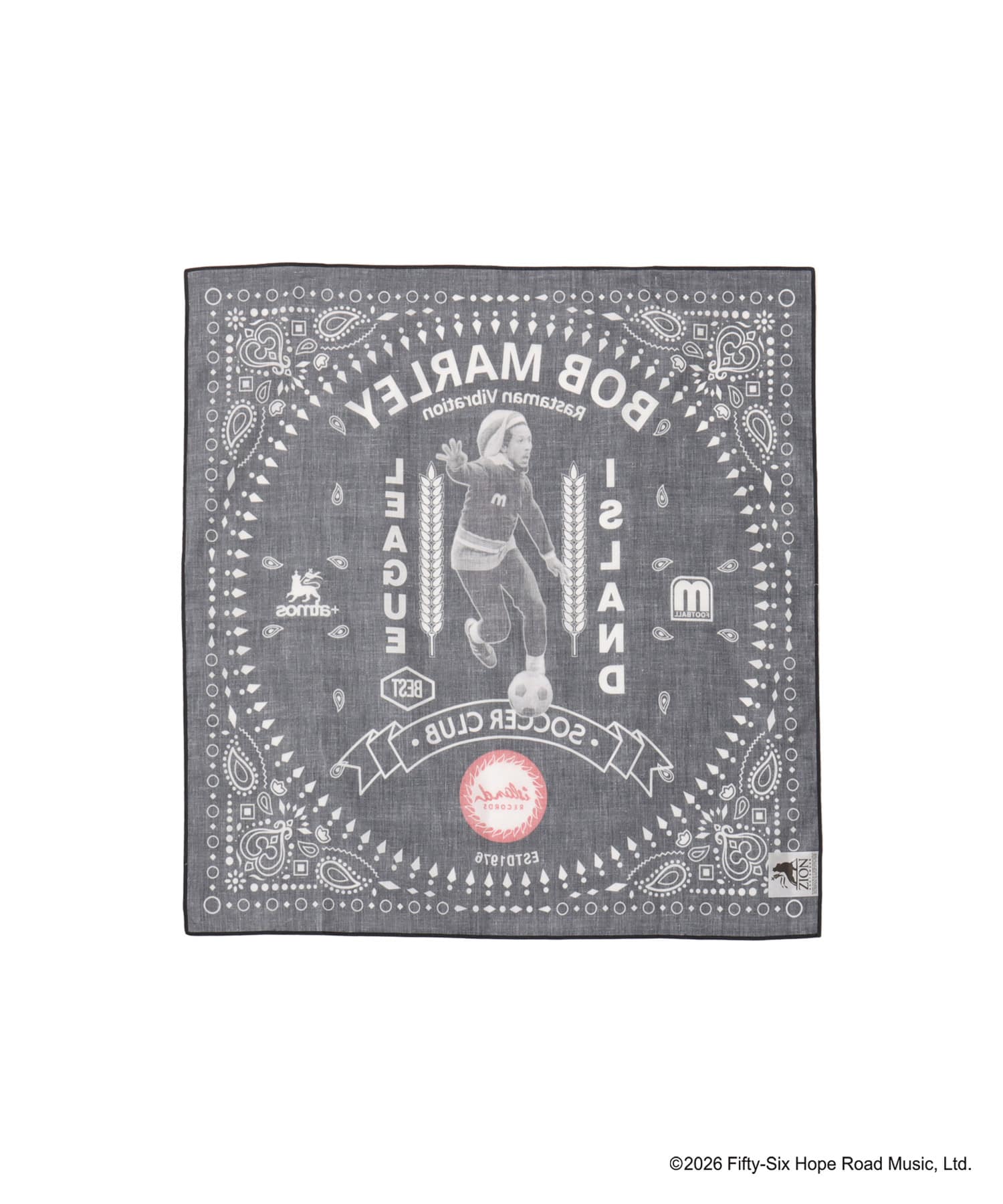atmos x BOB MARLEY Foot Ball Bandana BLACKの画像