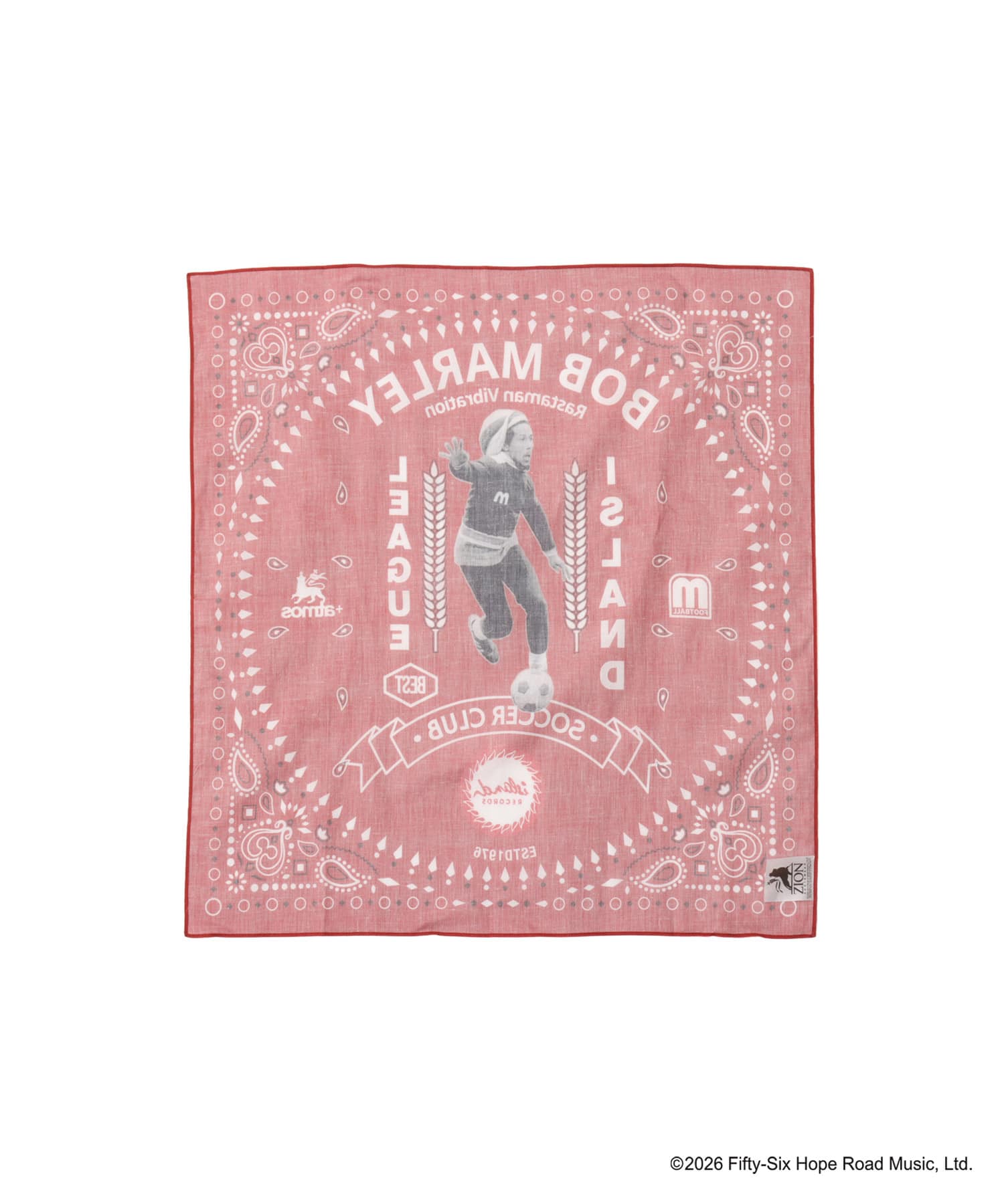 atmos x BOB MARLEY Foot Ball Bandana REDの画像