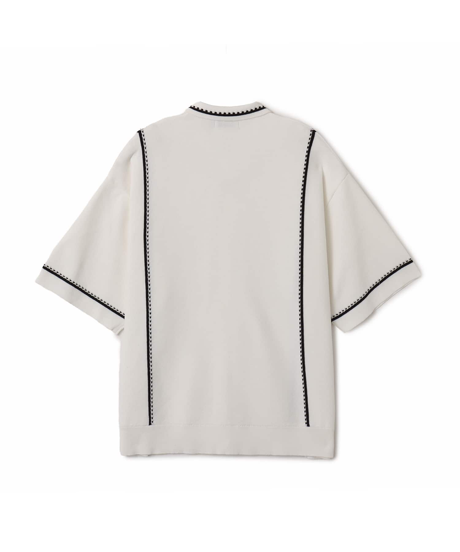 atmos Milano Rib Open Coller Knit Shirt  WHITEの画像