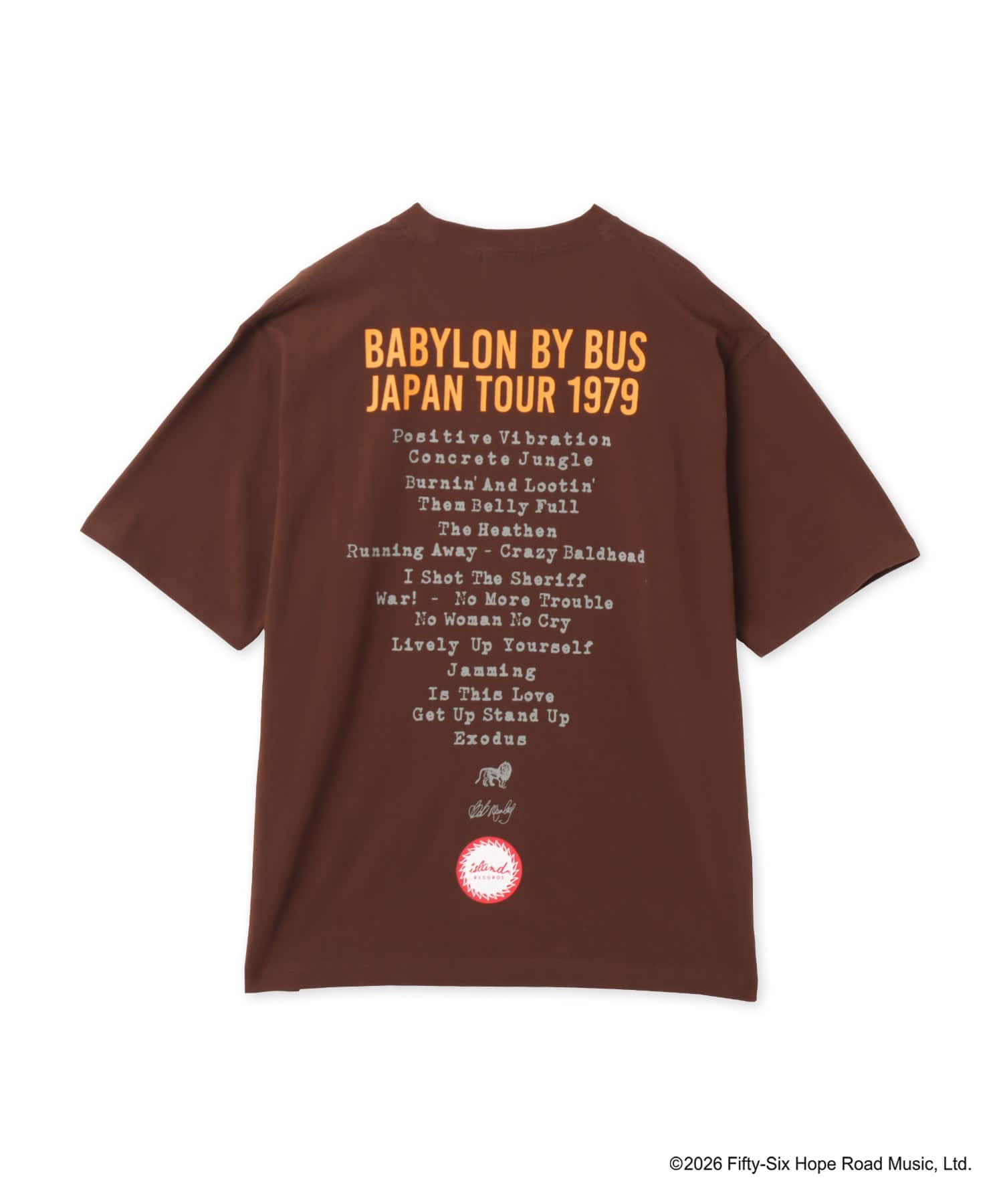 atmos x BOB MARLEY BABYLON BY BUS T-shirt BROWNの画像