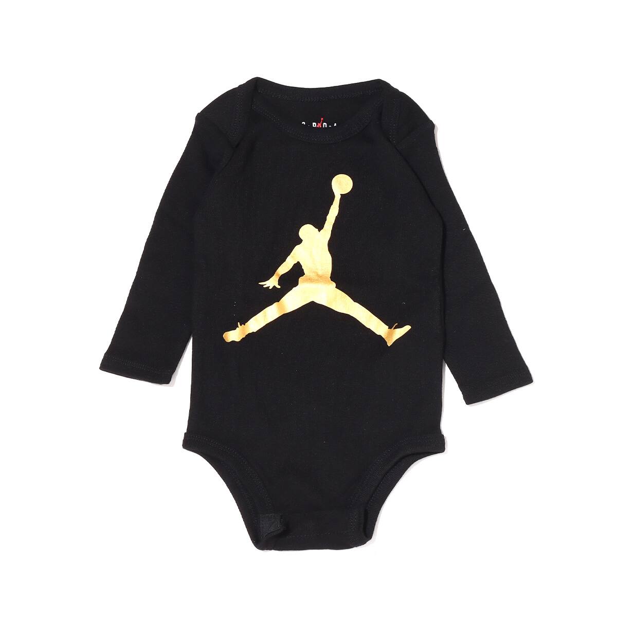 JORDAN JUMPMAN 3-PIECE SET HAT/LS BODYSUIT/BOOTIE BLACK/GOLD 22HO-Iの画像