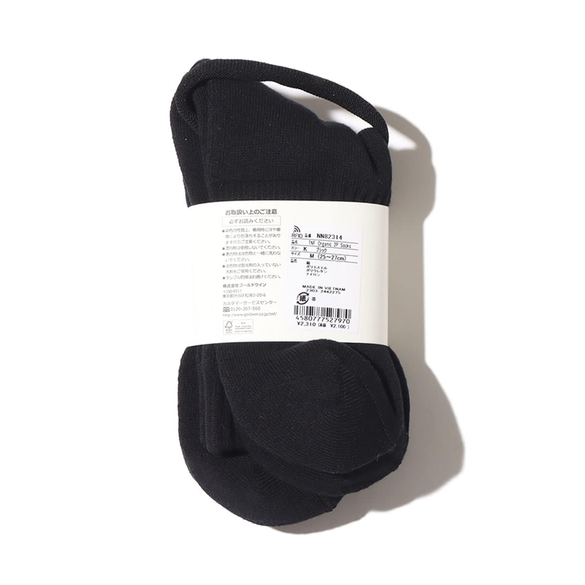 THE NORTH FACE TNF ORGANIC 2P SOCKS BLACK 23FW-Iの画像