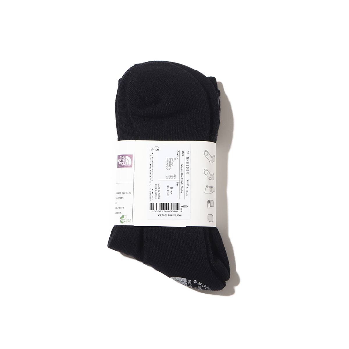 THE NORTH FACE PURPLE LABEL Merino Wool Field Socks Black 23FW-Iの画像