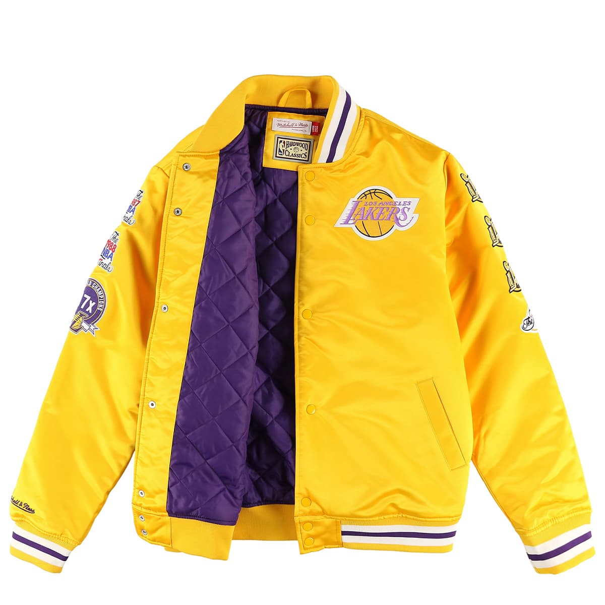 Mitchell & Ness CHAMP CITY SATIN JACKET YELLOW LOS ANGELES LAKERS ...