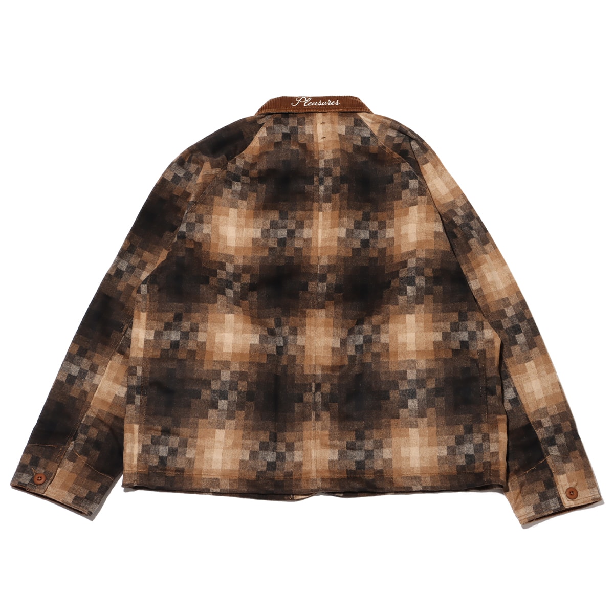 PLEASURES MARLIN CHECKER WORK JACKET BROWN