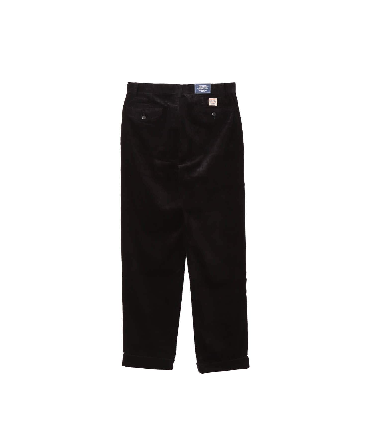 POLO RALPH LAUREN RALAXED FIT CORDUROY WHITMAN CHINO PLEATED PANTS POLO BLACKの画像
