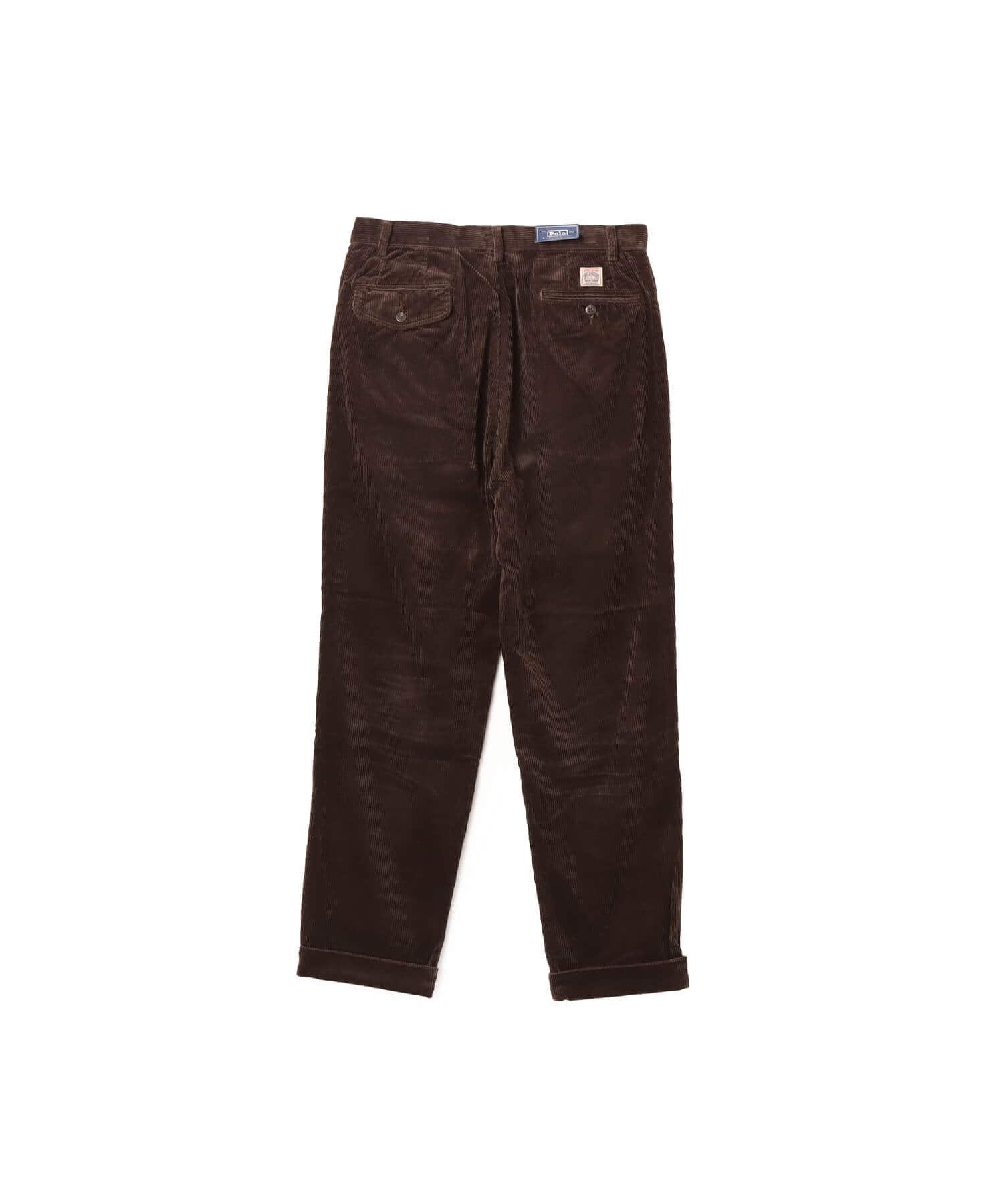 POLO RALPH LAUREN RALAXED FIT CORDUROY WHITMAN CHINO PLEATED PANTS MADISON BROWN Xの画像