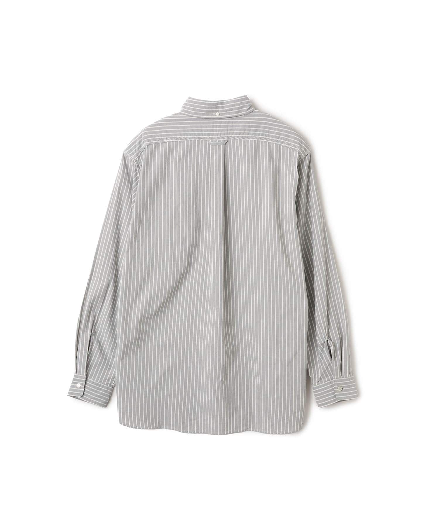nanamica Button Down Stripe Wind Shirt Brownの画像