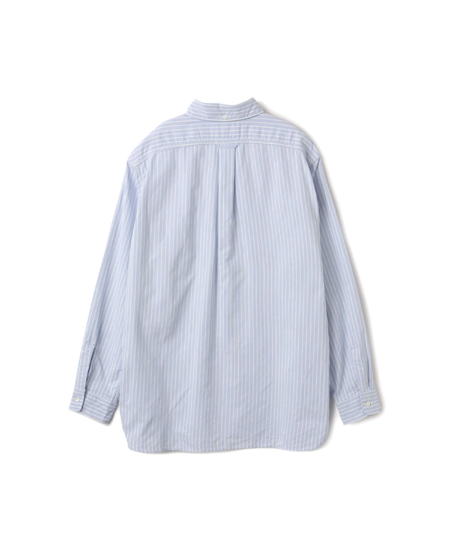 nanamica Button Down Stripe Wind Shirt Navyの画像